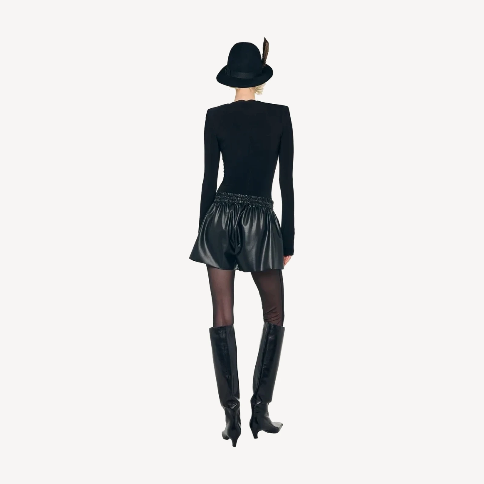 LONG SLEEVE SHOULDER PAD V NECK TOP