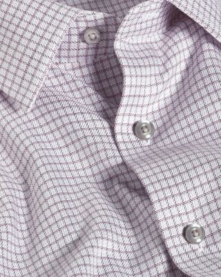 David Donahue Trim Fit Twill Cotton Check Dress Shirt