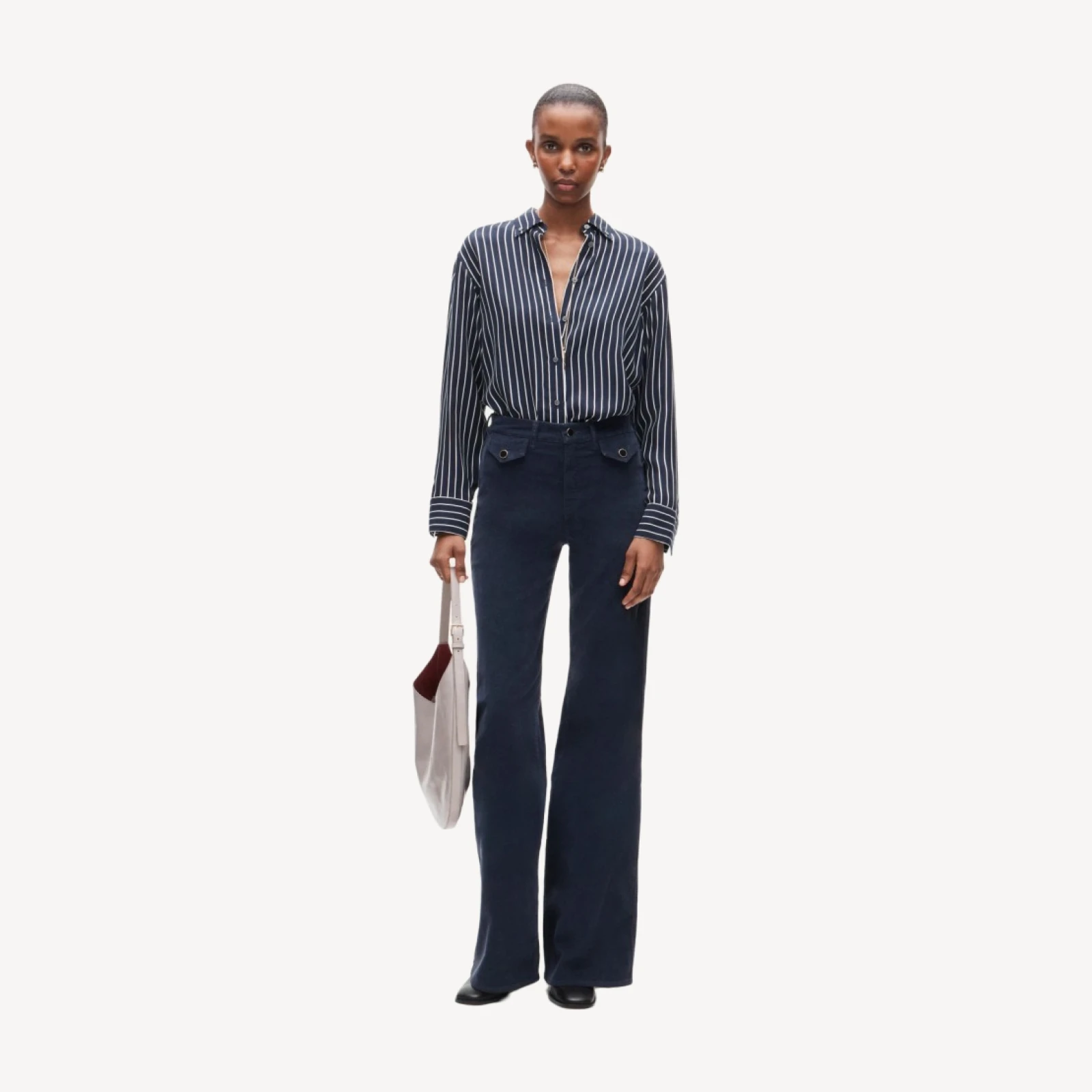 Wide-leg trouser in stretch corduroy