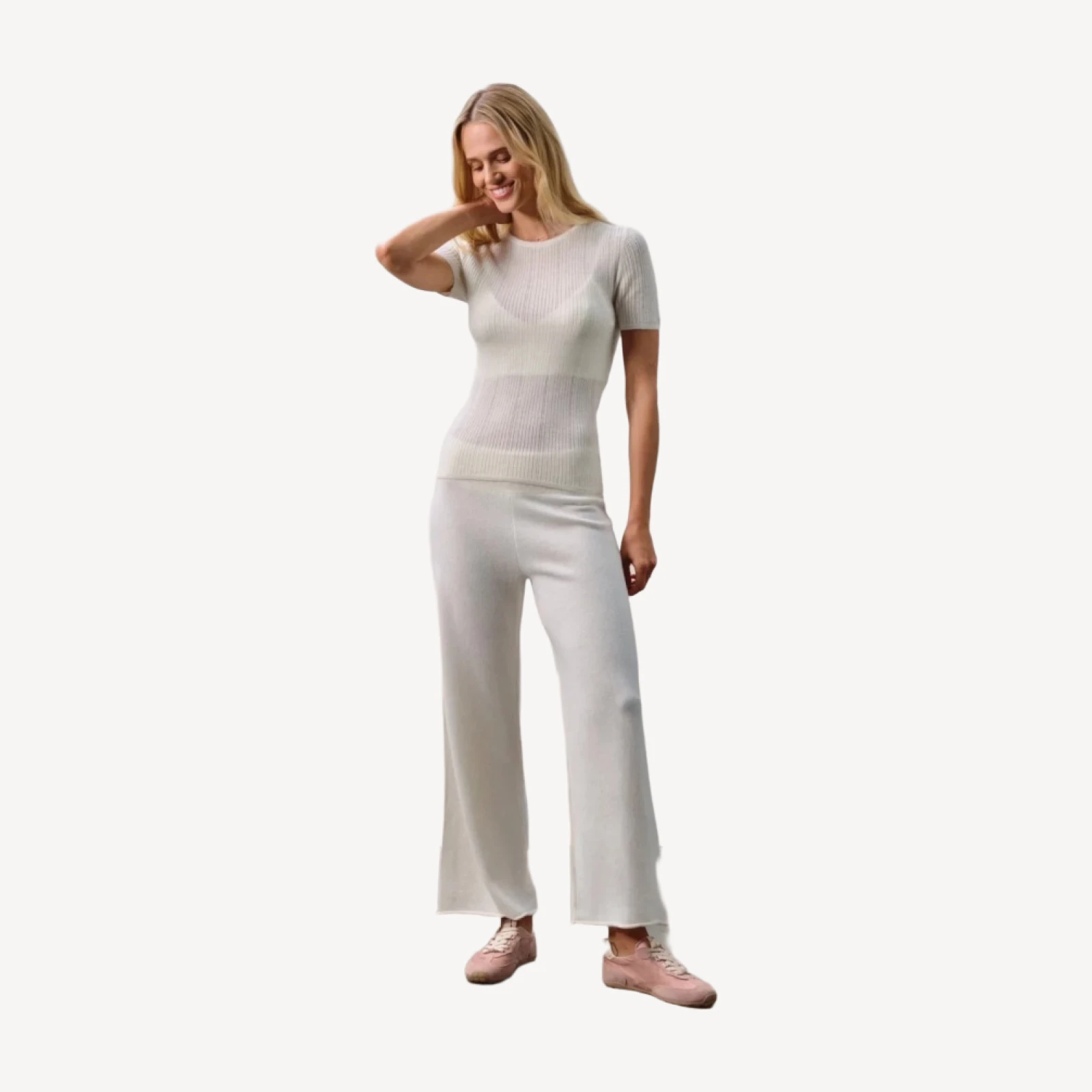 MARINA CROPPED CASHMERE PANT - ECRU