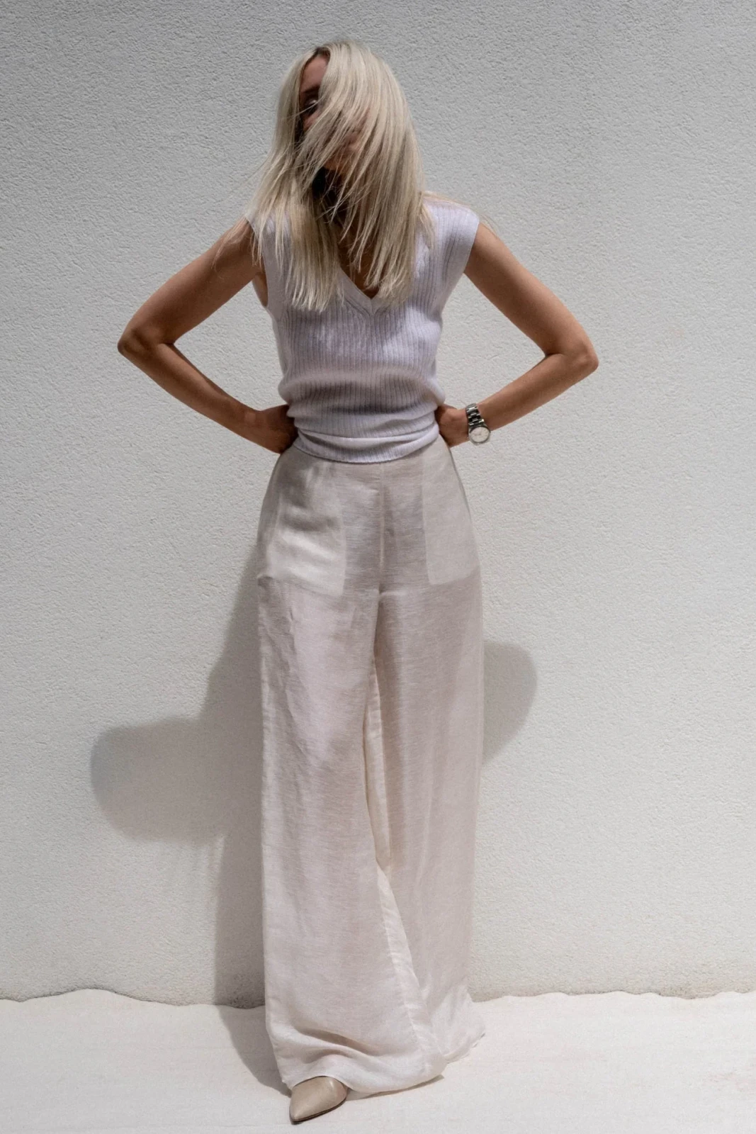 ELISE CASHMERE V-NECK TANK - IVORY