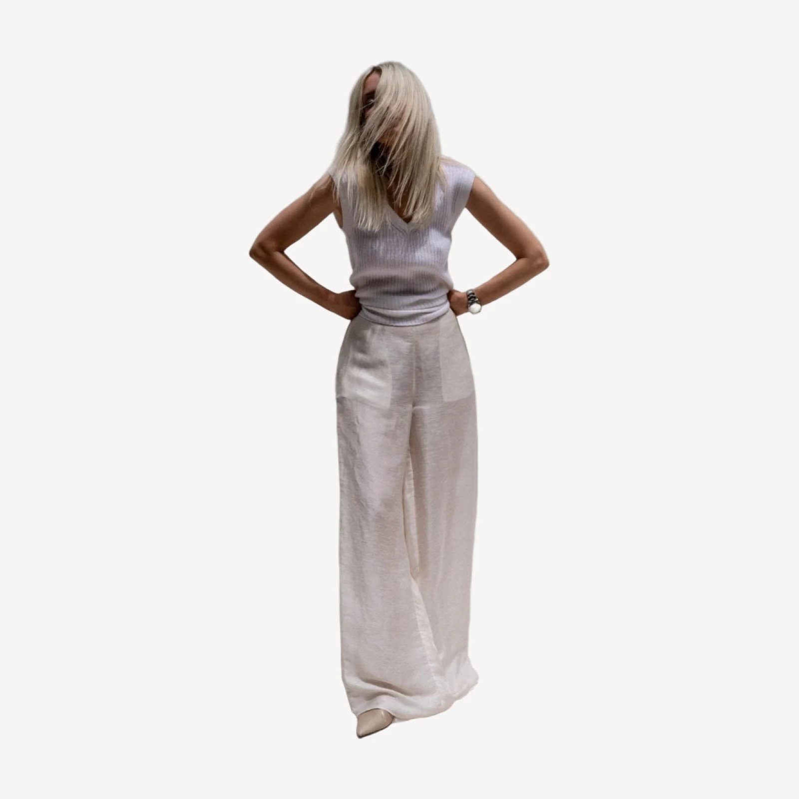 ELISE CASHMERE V-NECK TANK - IVORY