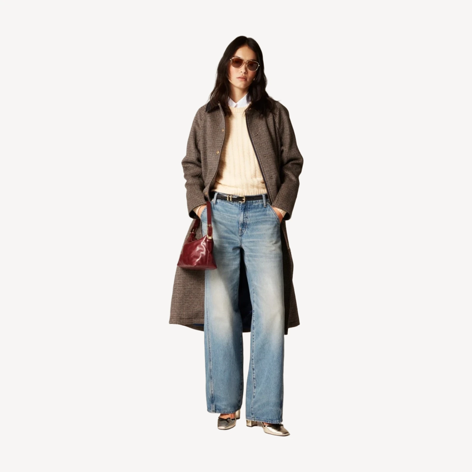 Utility low-rise wide-leg jean