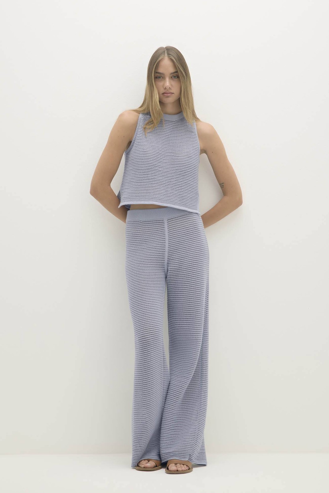 AVONIQUE WIDE LEG PANT - BLUE FOG