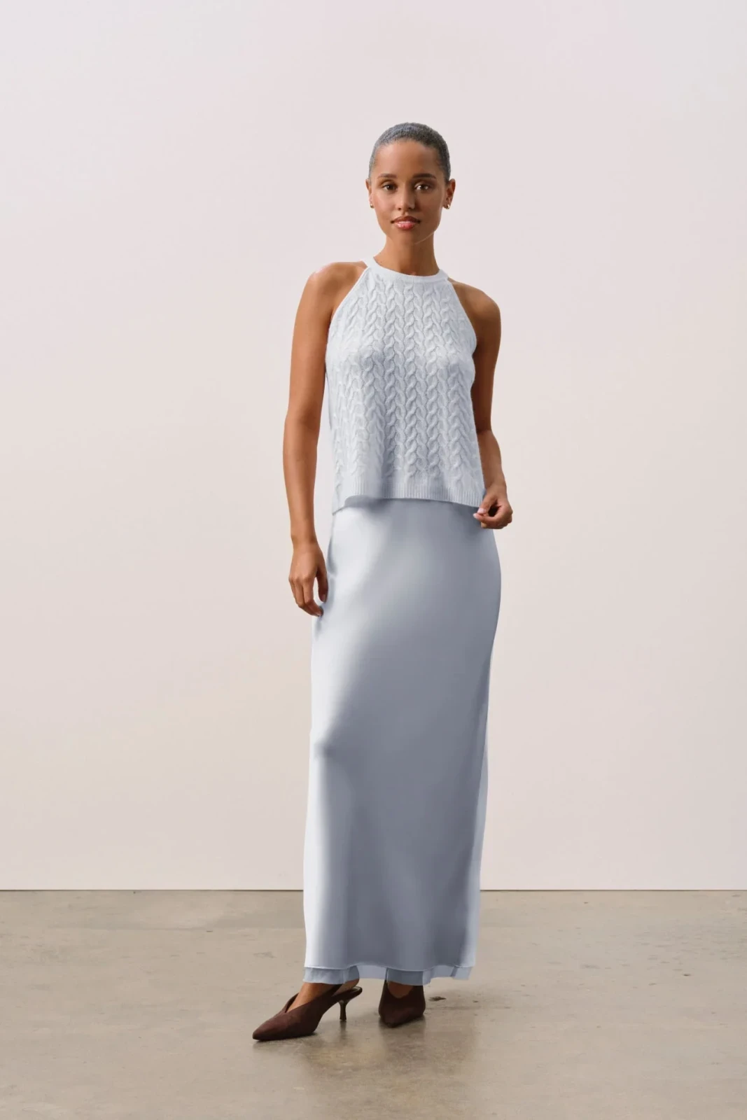 ALOUETTE CABLE KNIT TANK - CLOUD