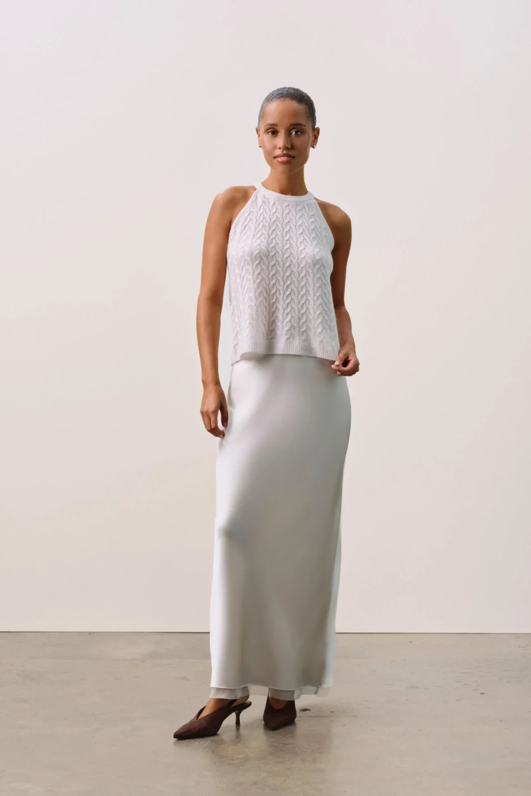 ALOUETTE CABLE KNIT TANK - MARBLE