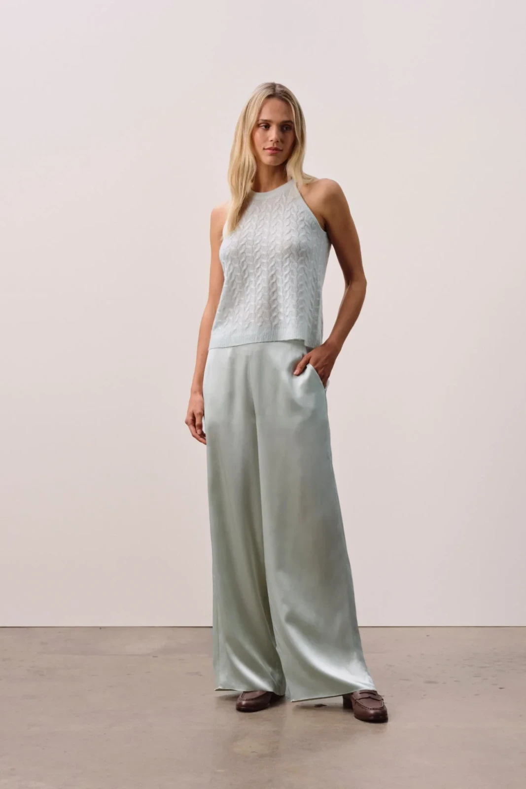 ALOUETTE CABLE KNIT TANK - JADITE