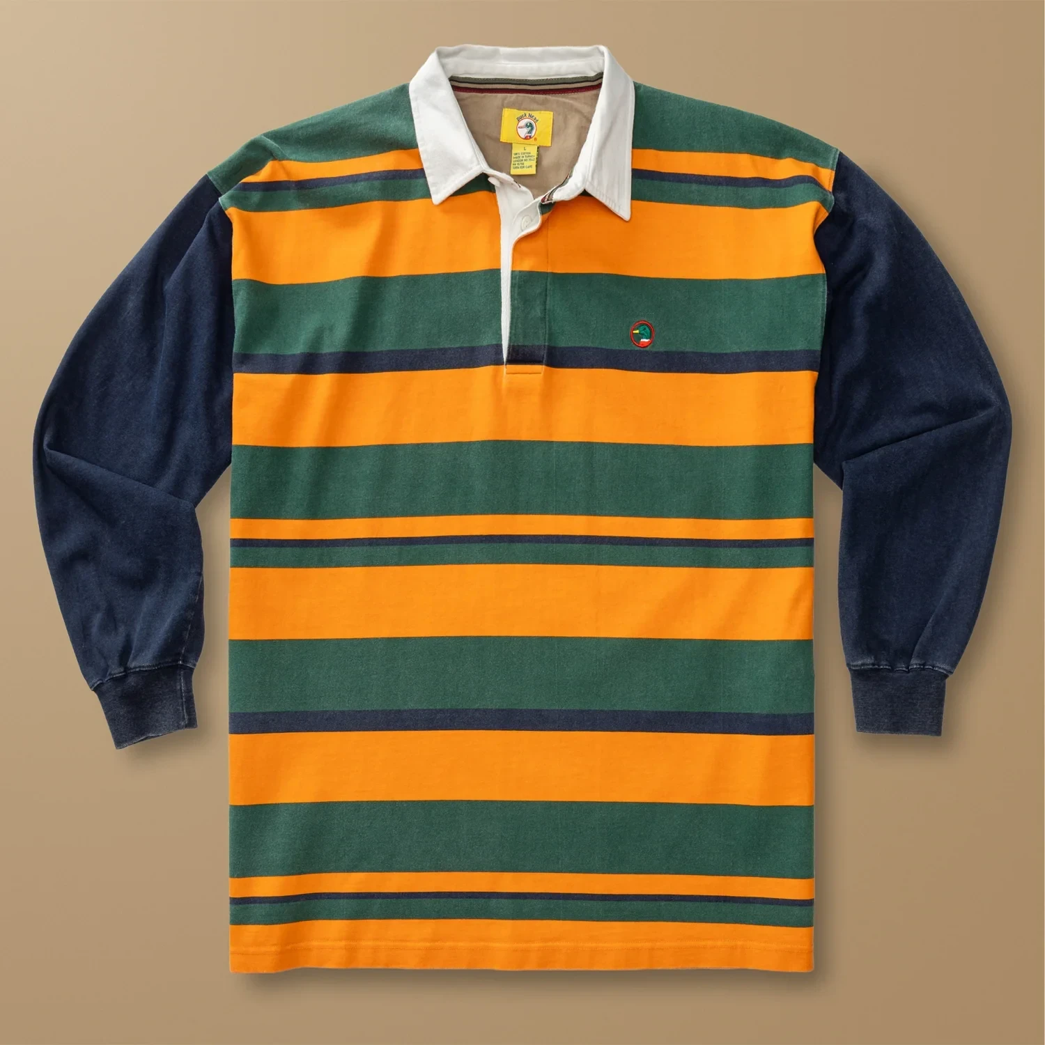 Heathered Striped Rugby Shirt L - Duck Head Vintage