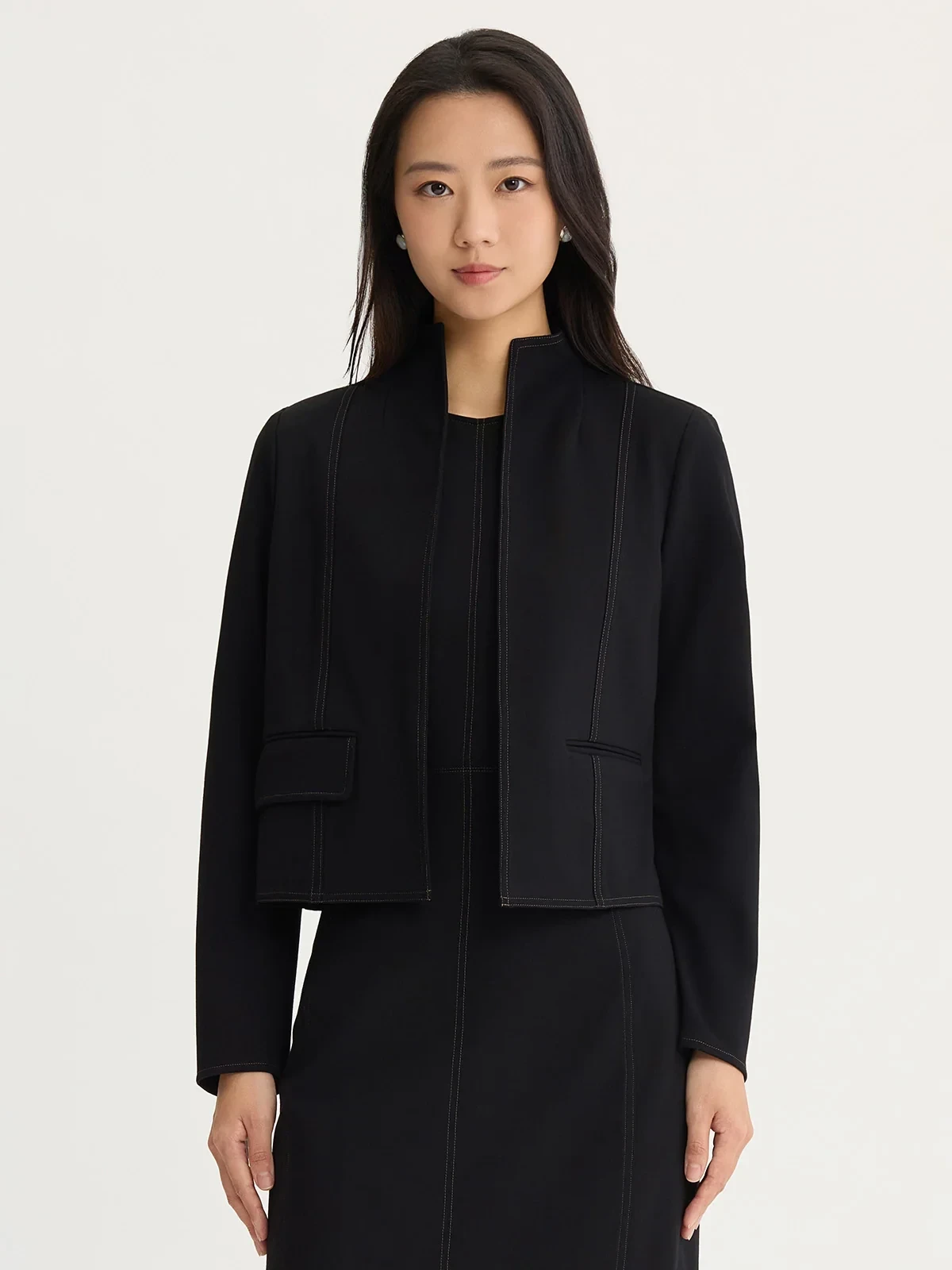 Relaxed LuxeStretch Ponte Contrast Stitch Jacket, photo 2