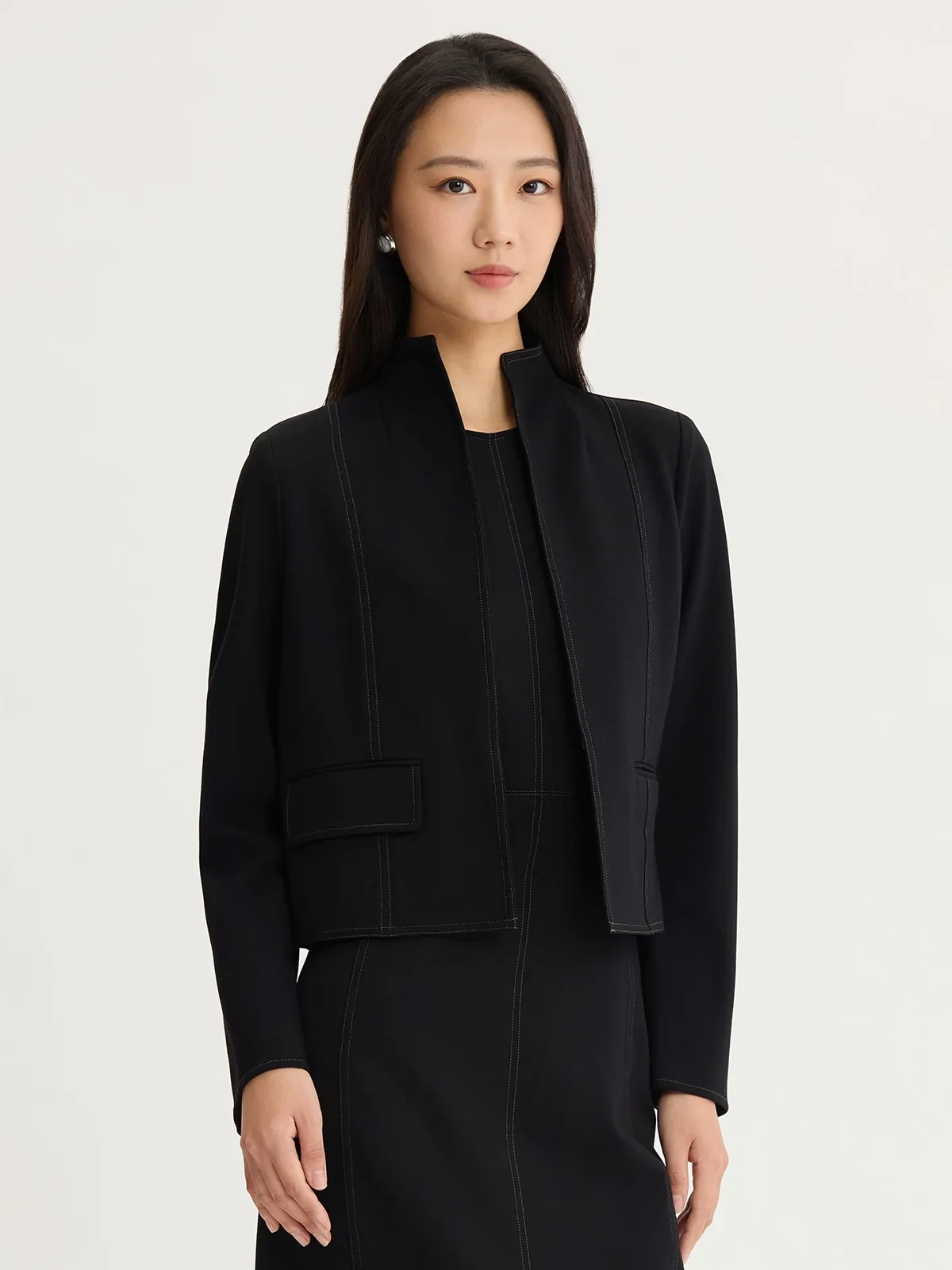 Relaxed LuxeStretch Ponte Contrast Stitch Jacket, photo 3