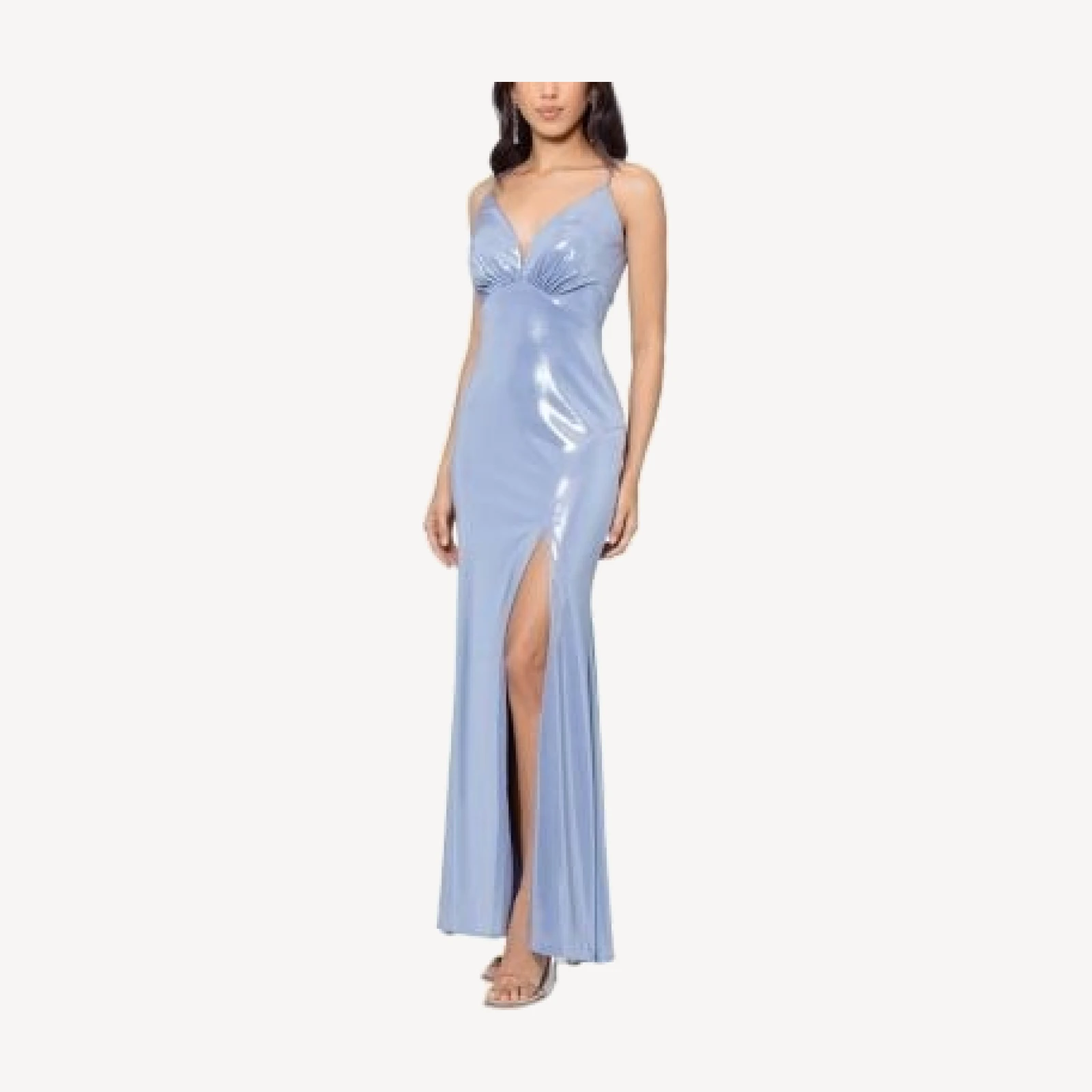 Aqua Metallic Foil Gown - Exclusive