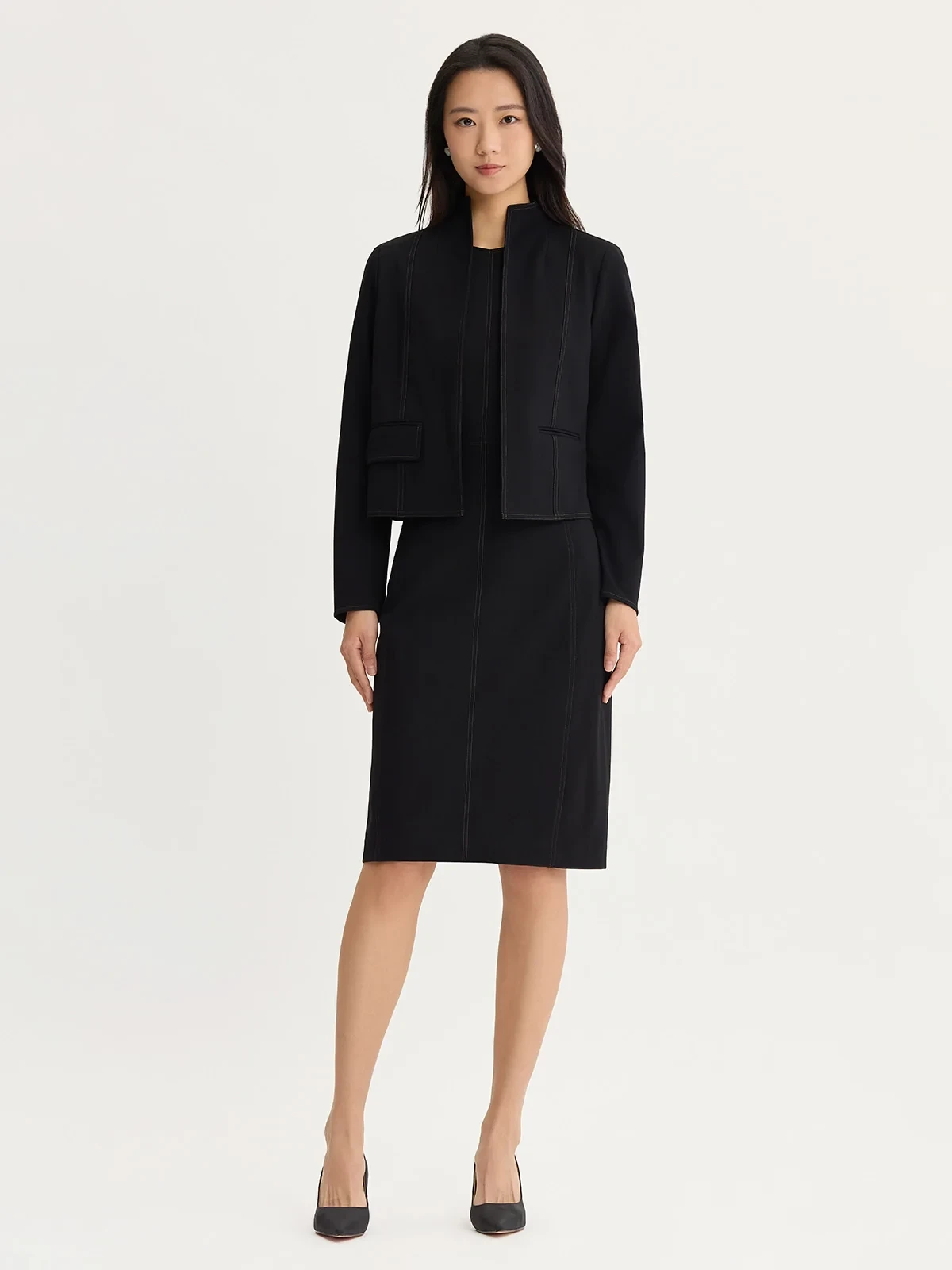 Relaxed LuxeStretch Ponte Contrast Stitch Jacket, photo 6
