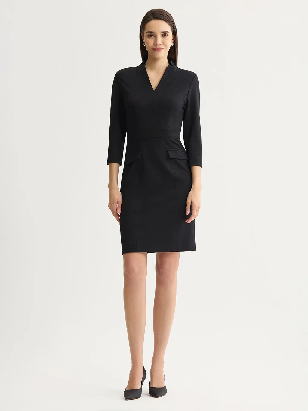 V-Neck LuxeStretch Sheath Dress