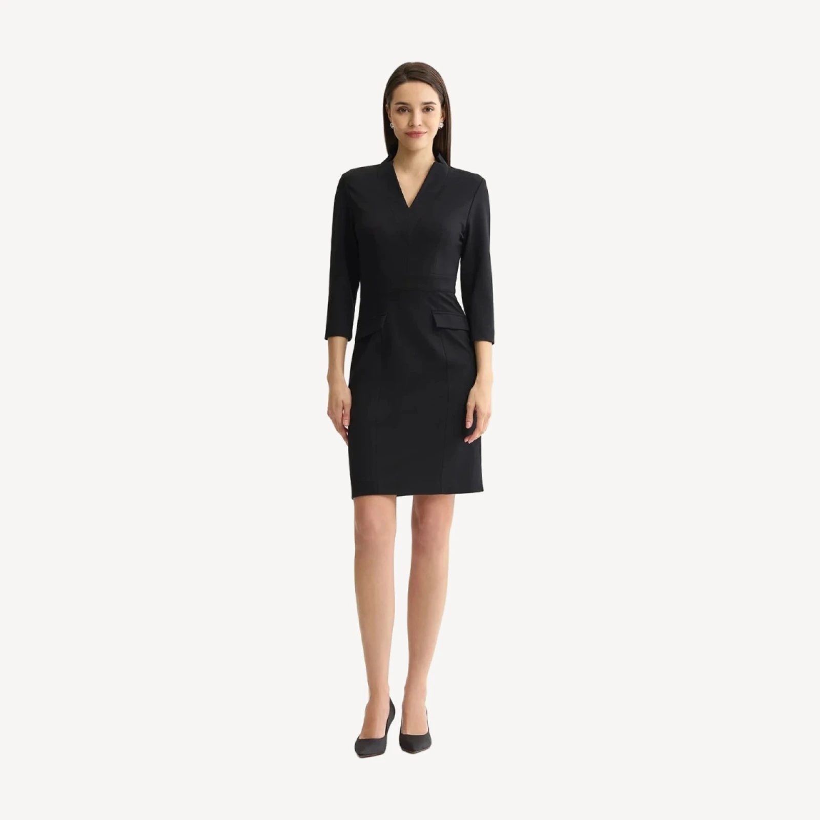 V-Neck LuxeStretch Sheath Dress