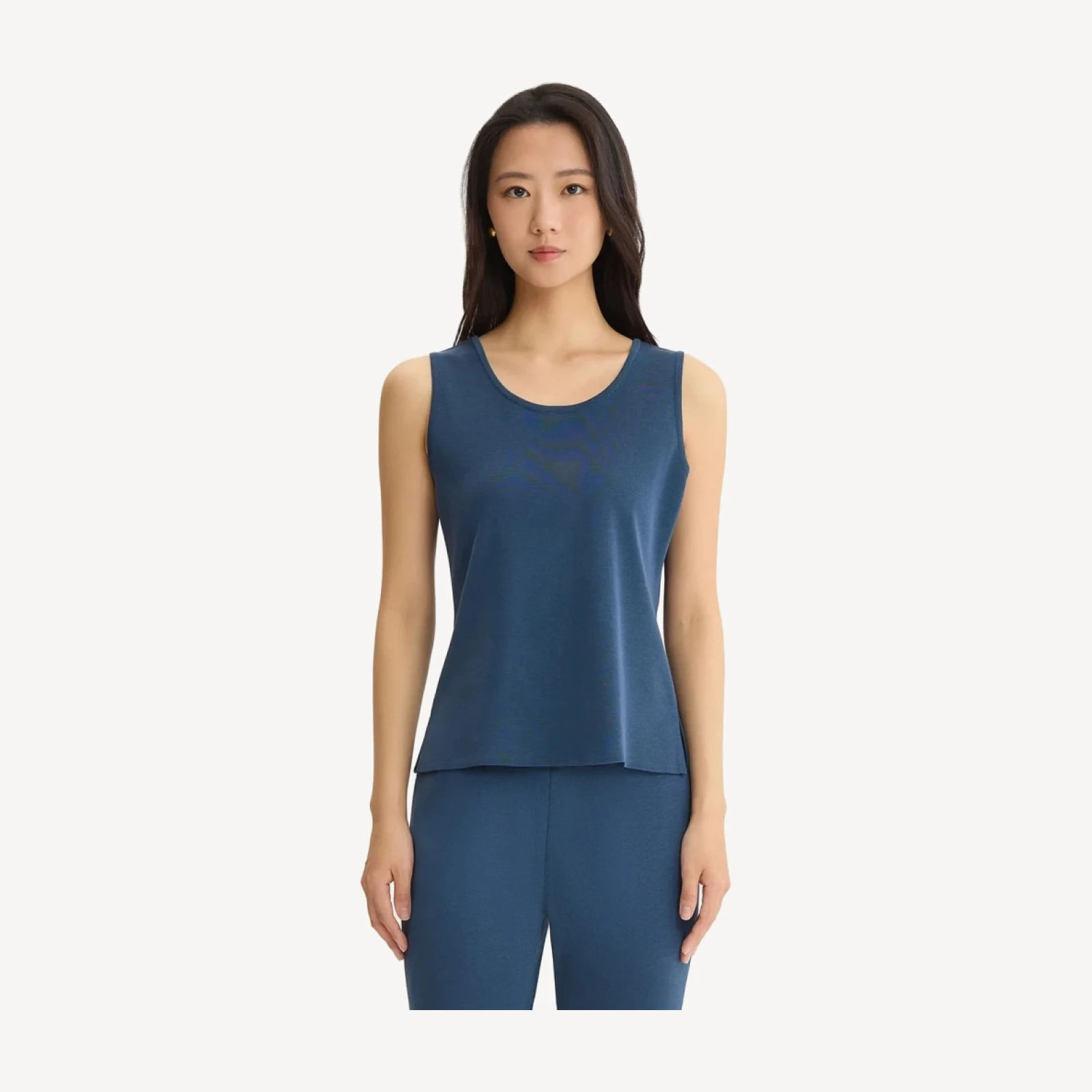Double Scoop Neck Mylana Knit Tank, Stardust