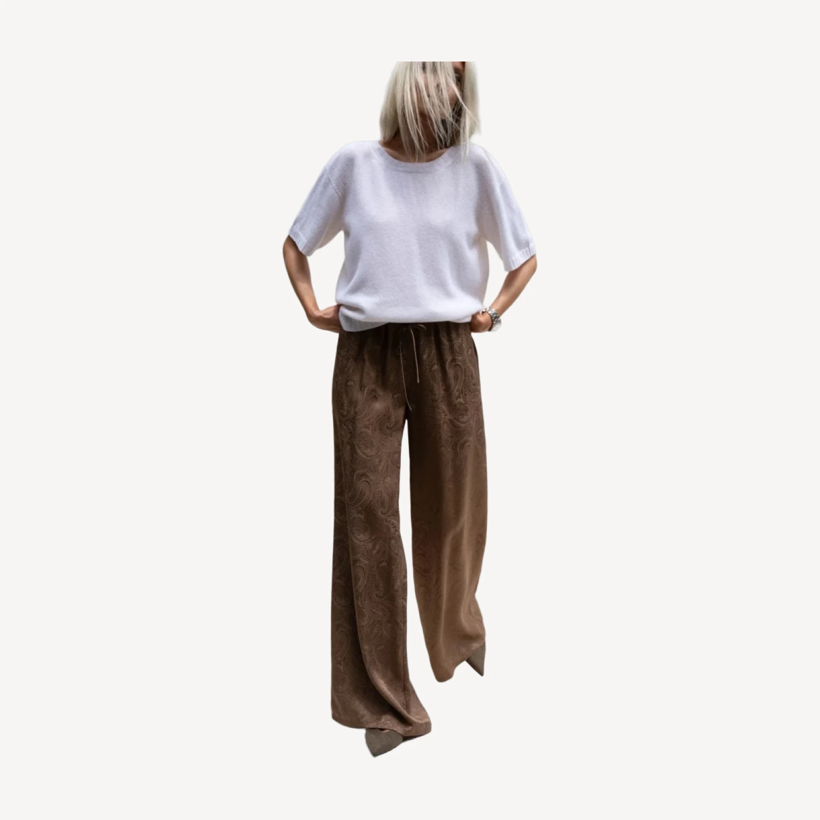 PAIGE FEATHERWEIGHT CASHMERE TEE - IVORY