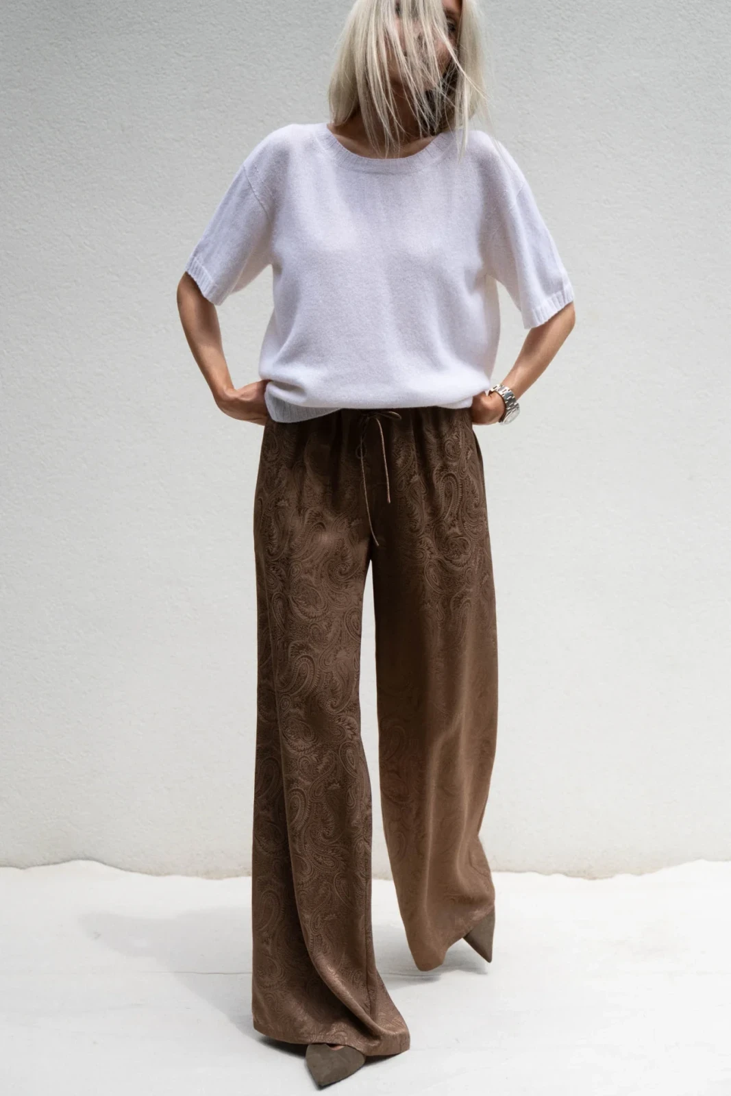 PAIGE FEATHERWEIGHT CASHMERE TEE - IVORY