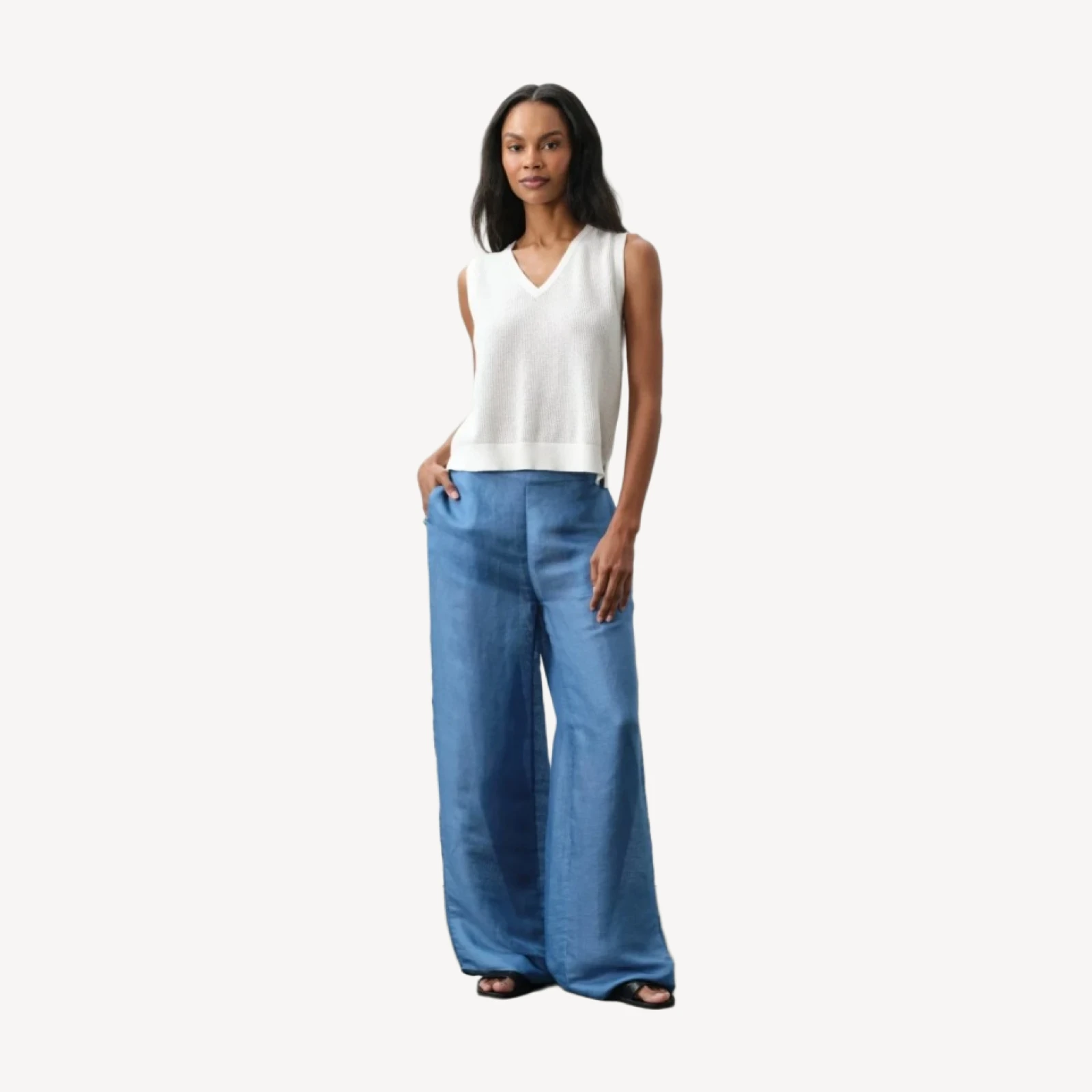 ADARA LINEN SILK PANT - MEDITERRANEAN BLUE