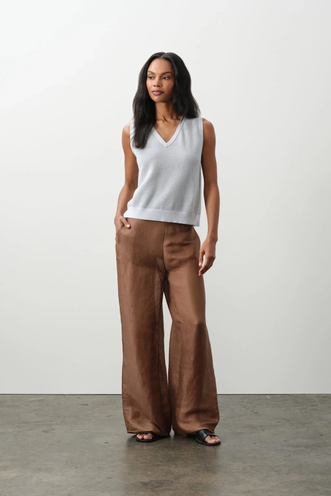 ADARA LINEN SILK PANT - TEAK