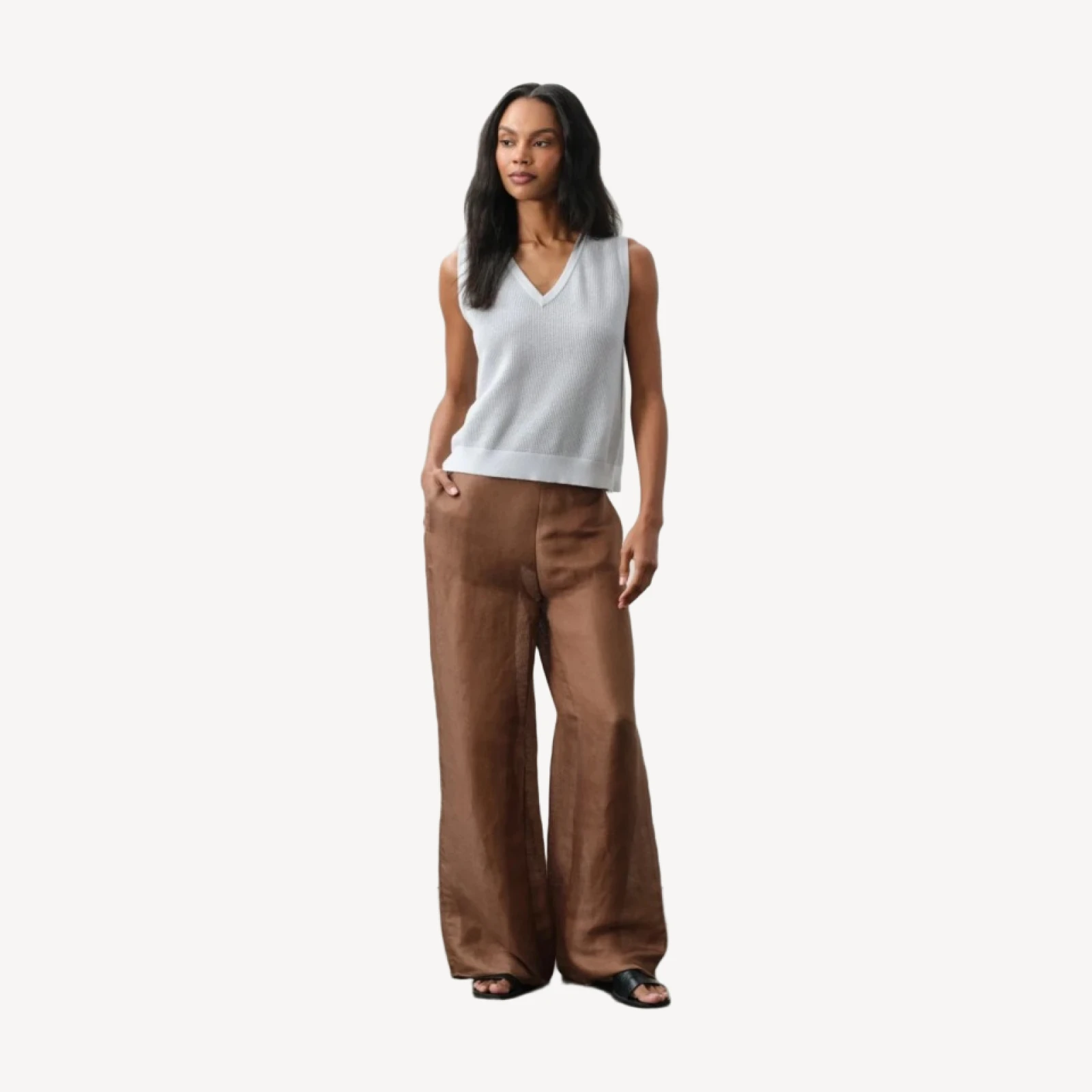 ADARA LINEN SILK PANT - TEAK