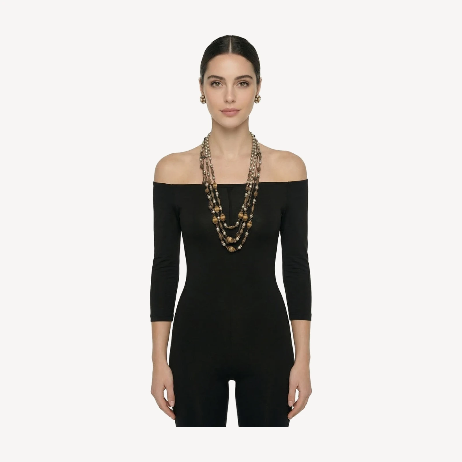 MIRIAM HASKELL LAYERED BEADED NECKLACE AND EARRING SET