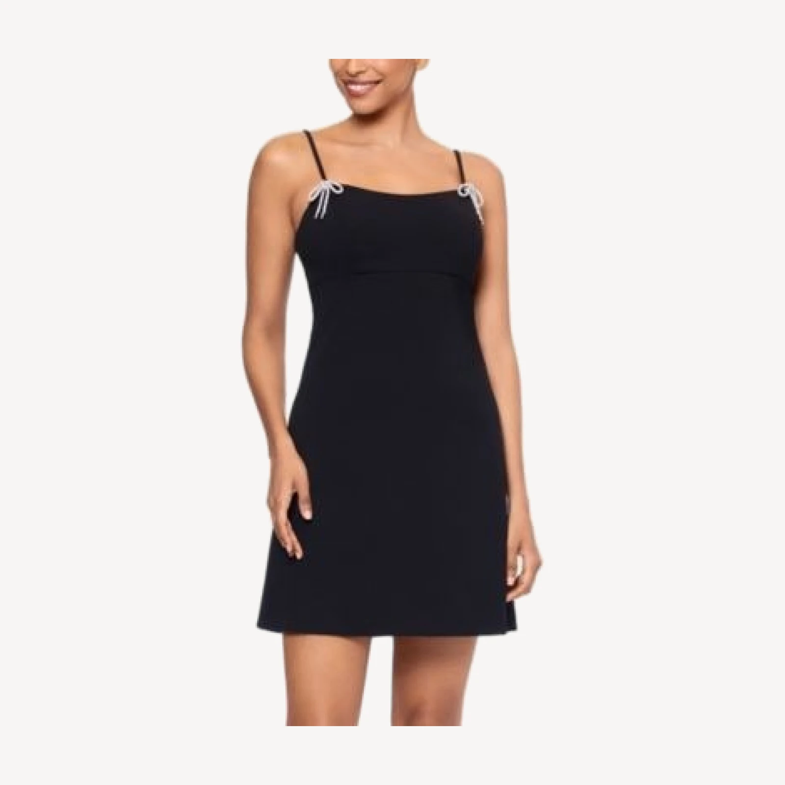 Aqua Scuba Crepe Rhinestone Bow Mini Dress - Exclusive