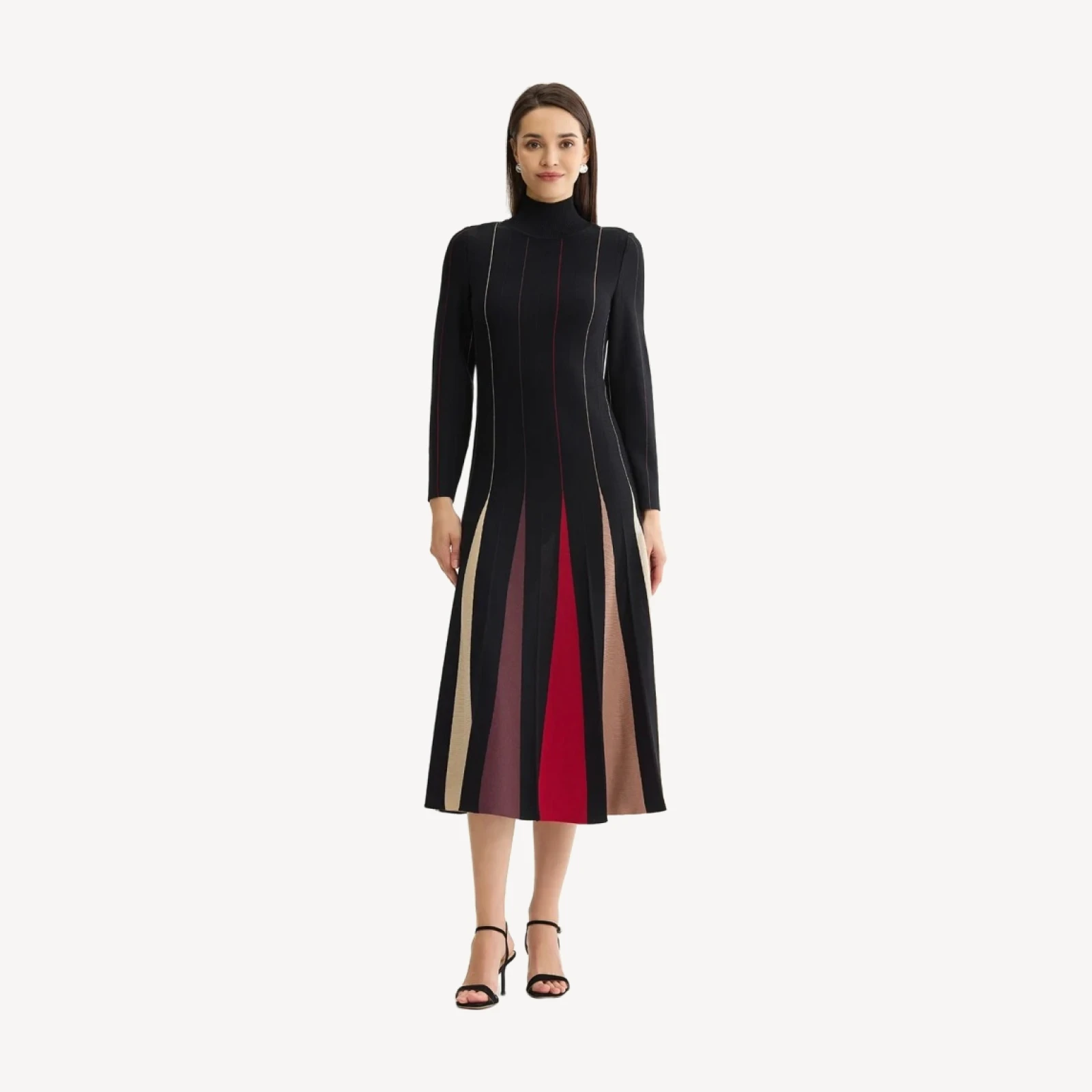 Fit & Flare Multi-Color Soft Knit Maxi Dress