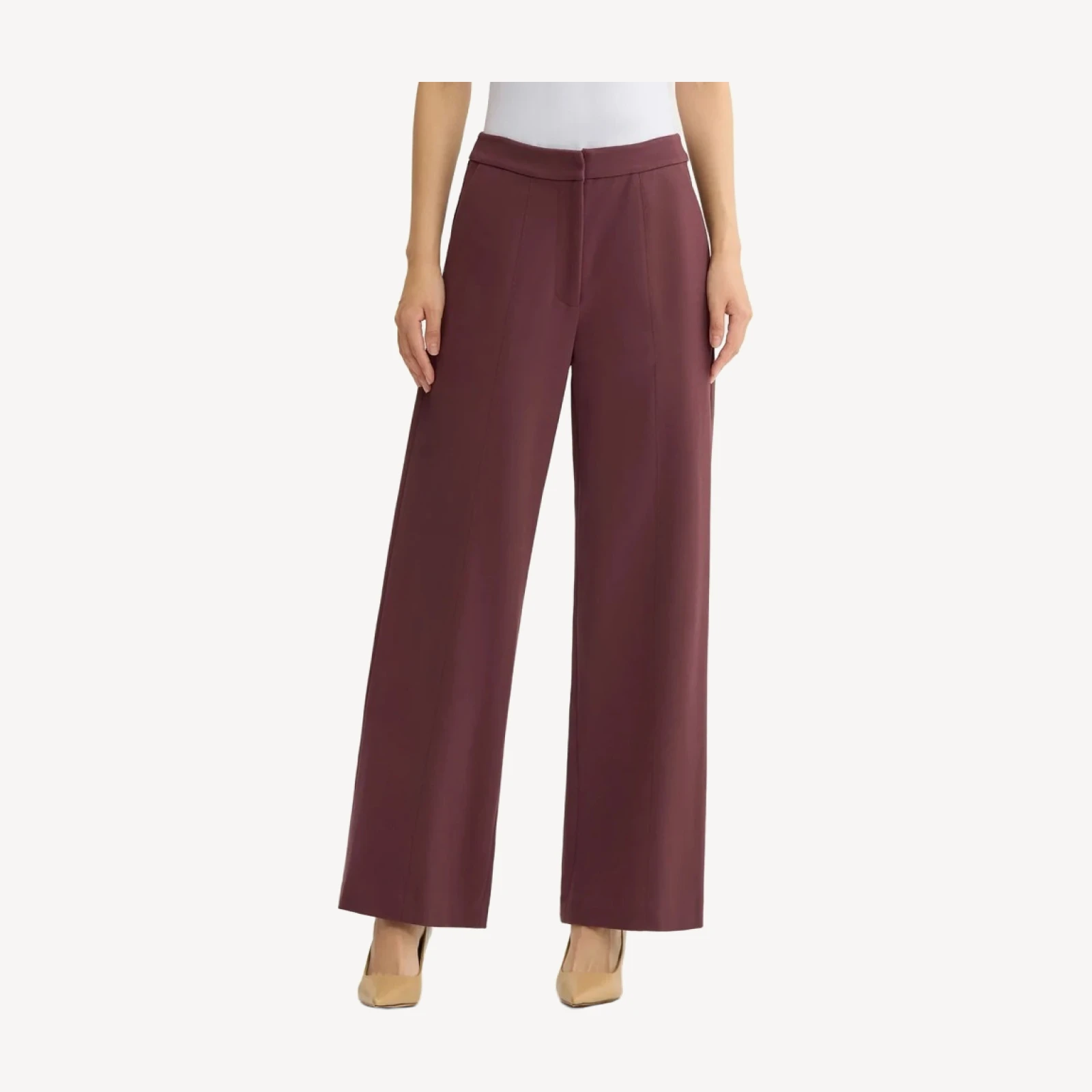 Naomi Wide Leg LuxeStretch Ponte Pant, Mahogany