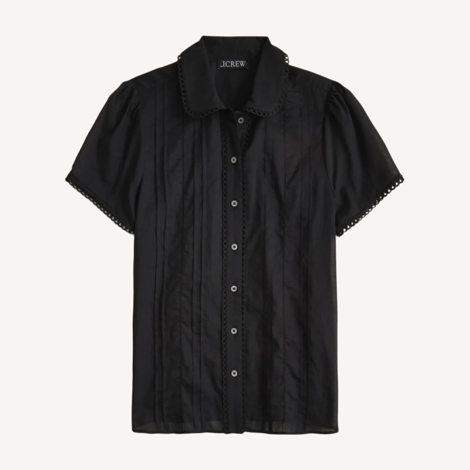 Button-up short-sleeve shirt in cotton voile
