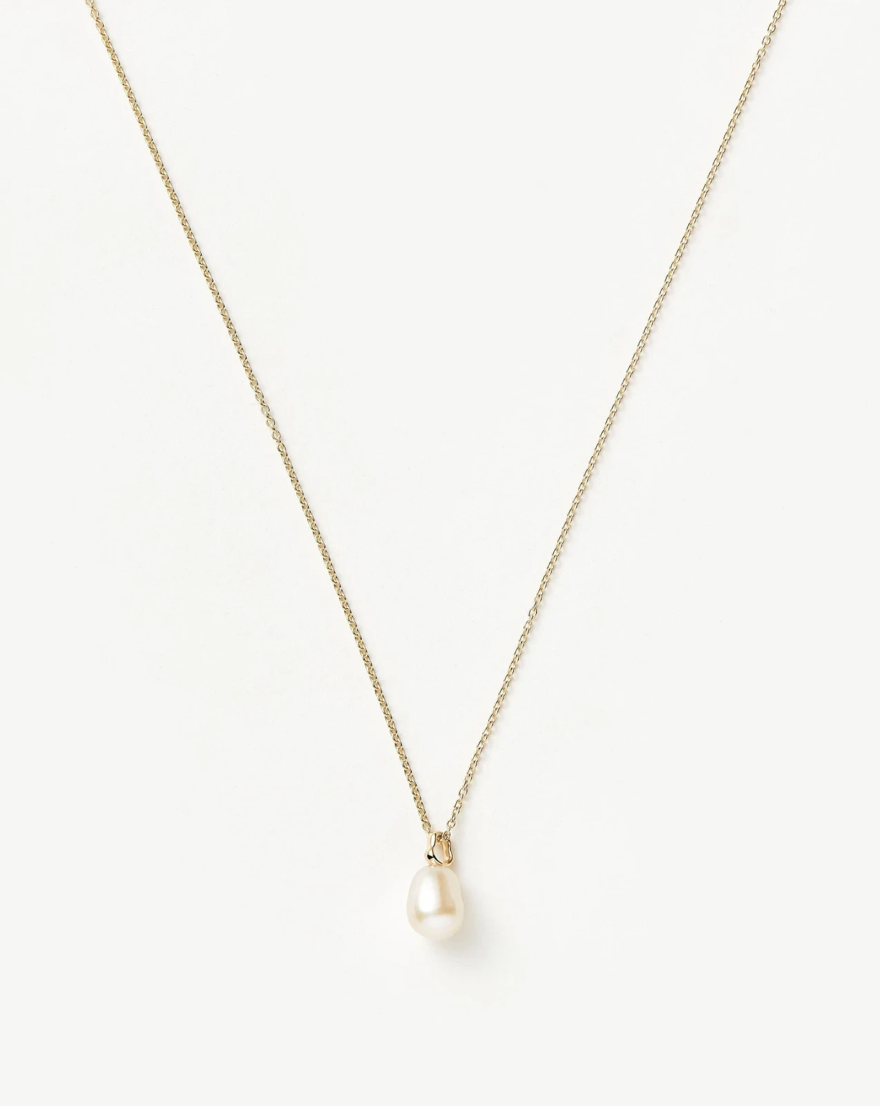 Solid Gold Baroque Pearl Organic Pendant Necklace