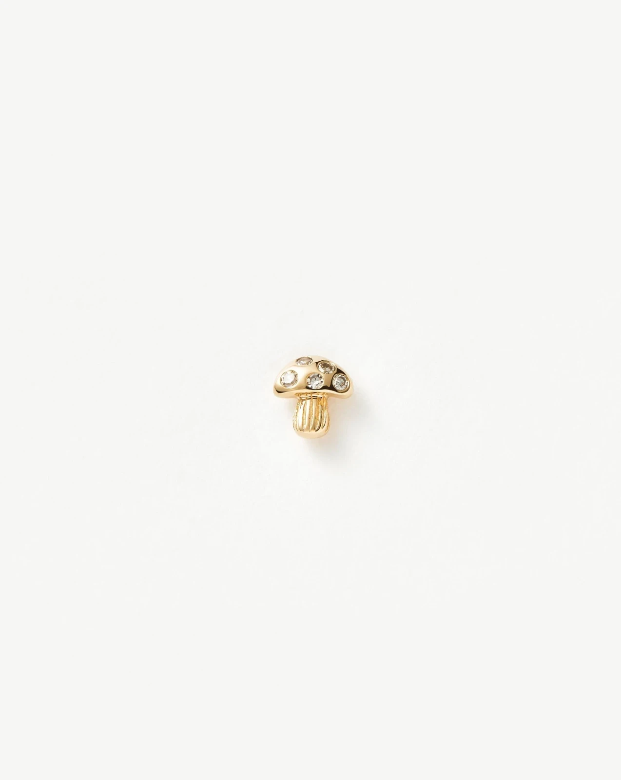 Solid Gold Diamond Mushroom Single Stud Earring