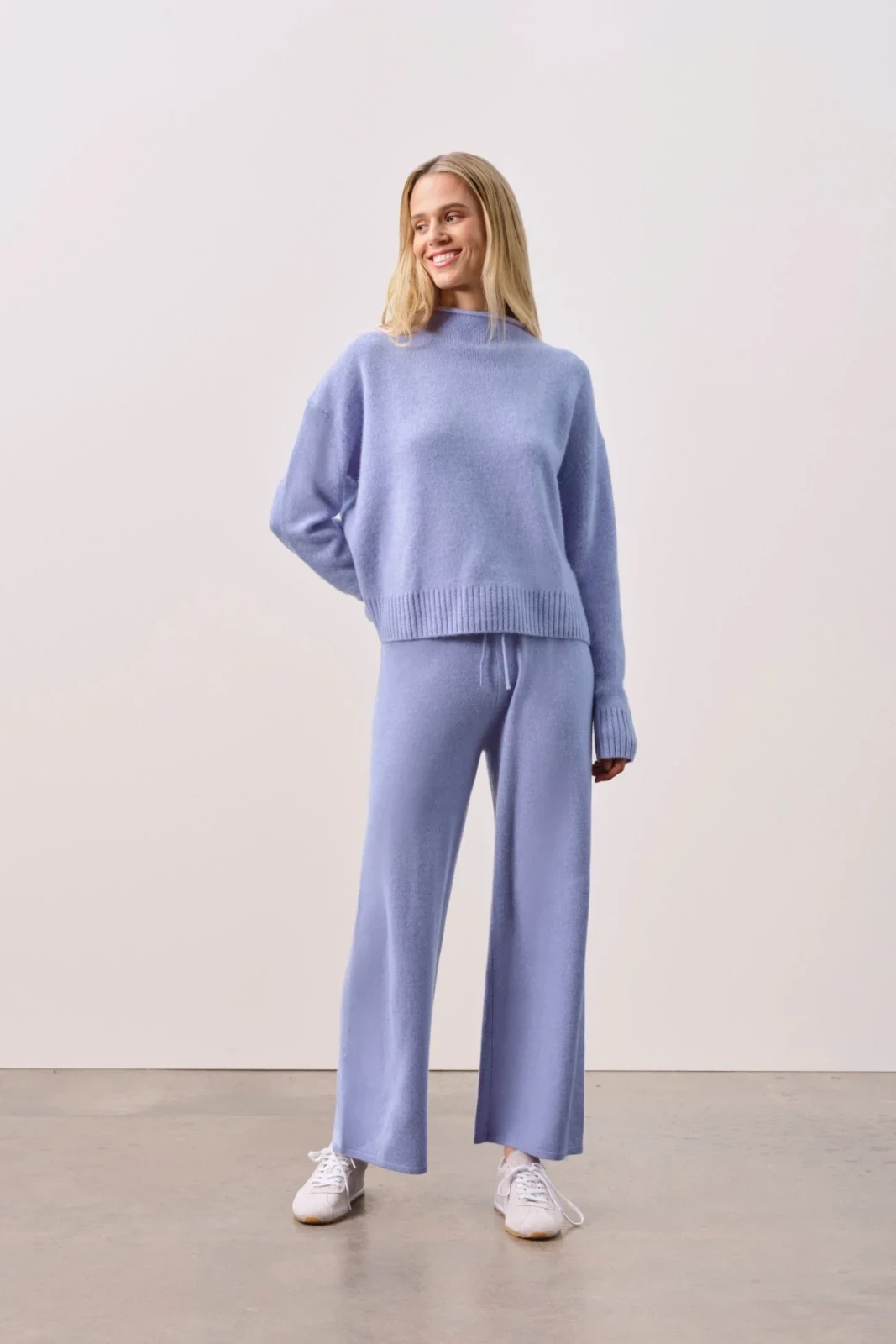 REBECCA CASHMERE PANT - HEATHER BLUE