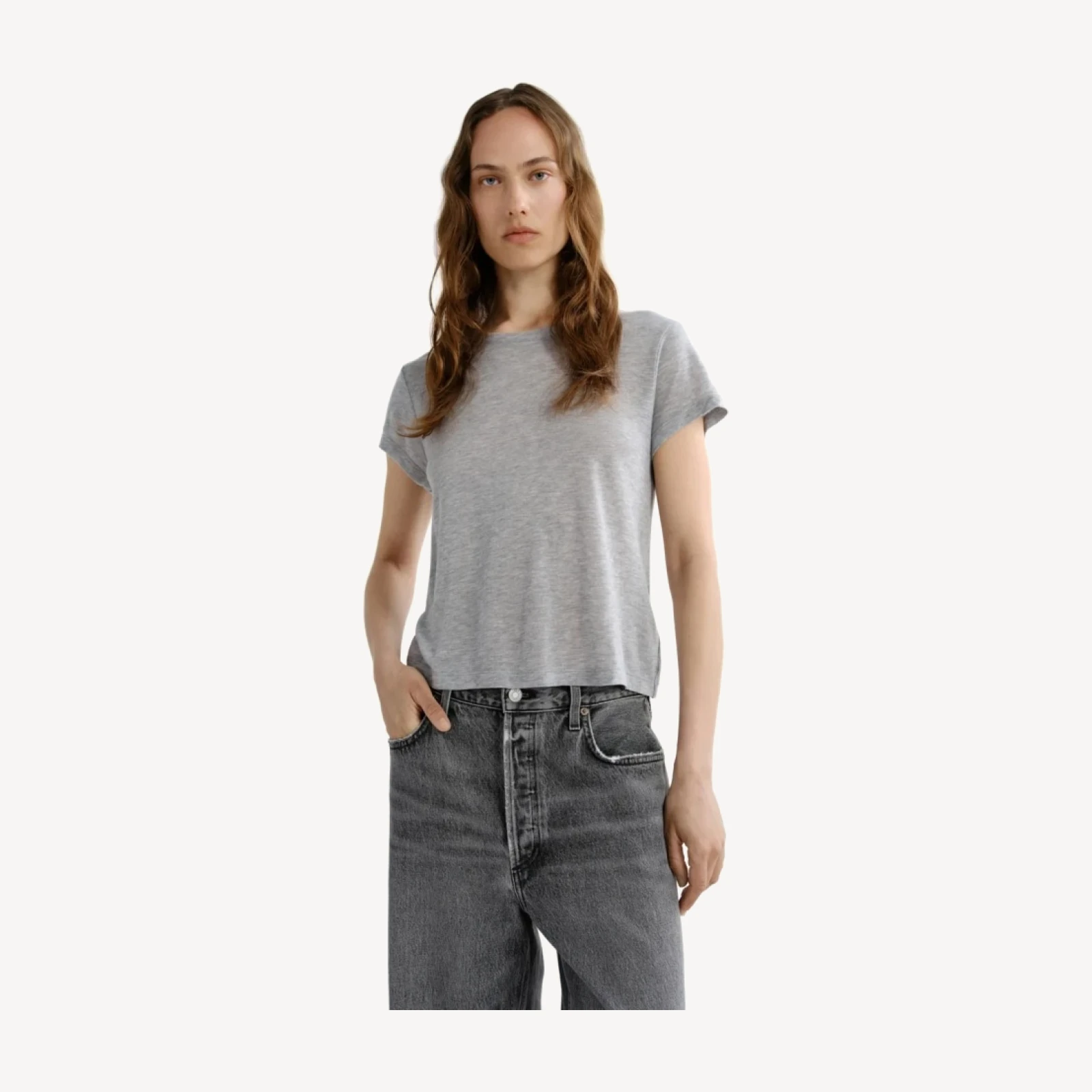 Adine Shrunken Tee in Grey Heather