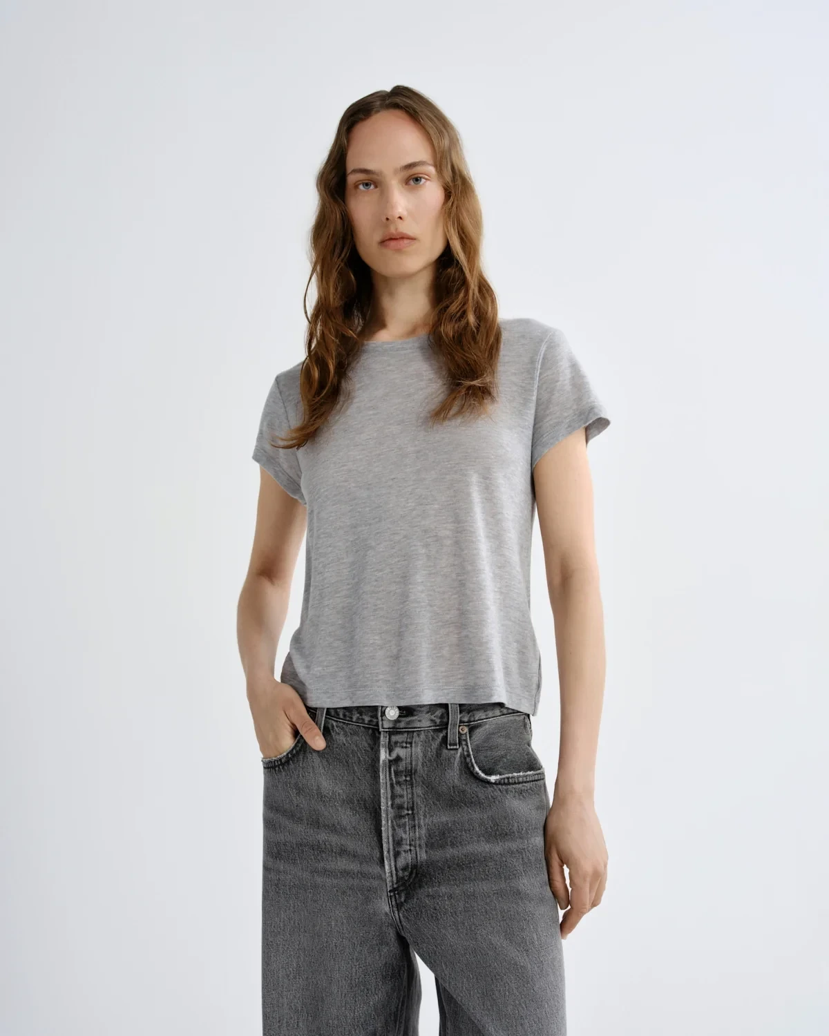 Adine Shrunken Tee in Grey Heather