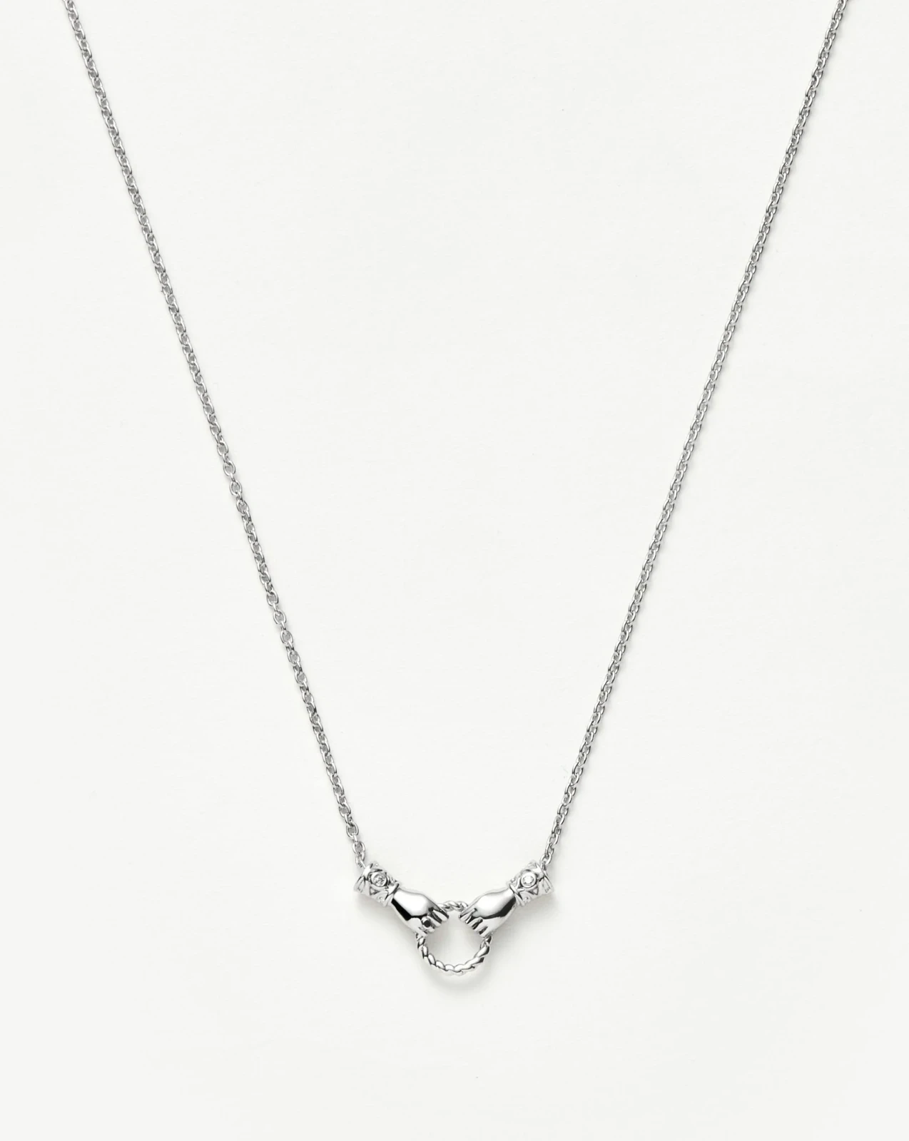 Harris Reed In Good Hands Mini Pendant Slider Necklace | Silver Plated/Cubic Zirconia & Black Onyx