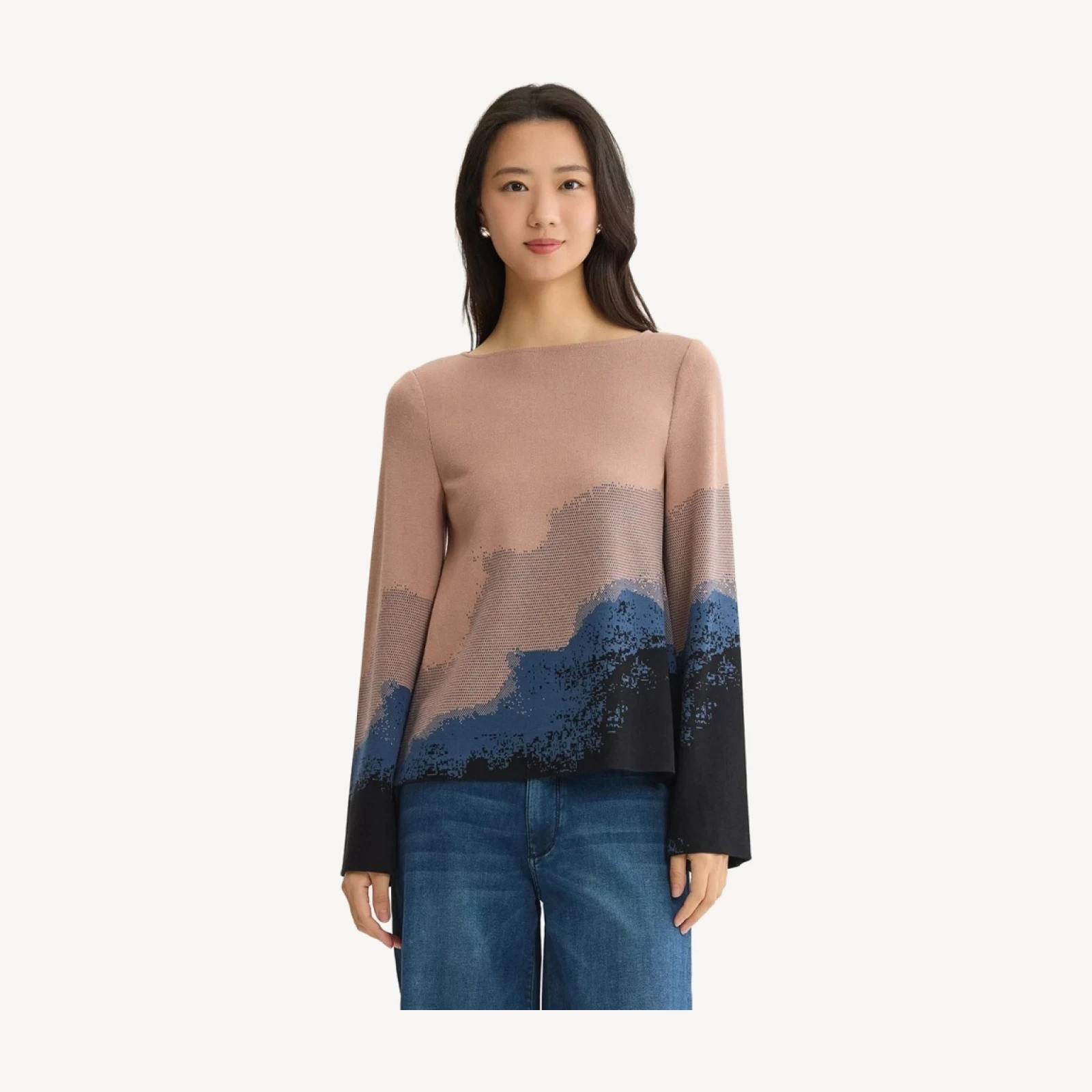 Landscape Bell Sleeve Knit Top