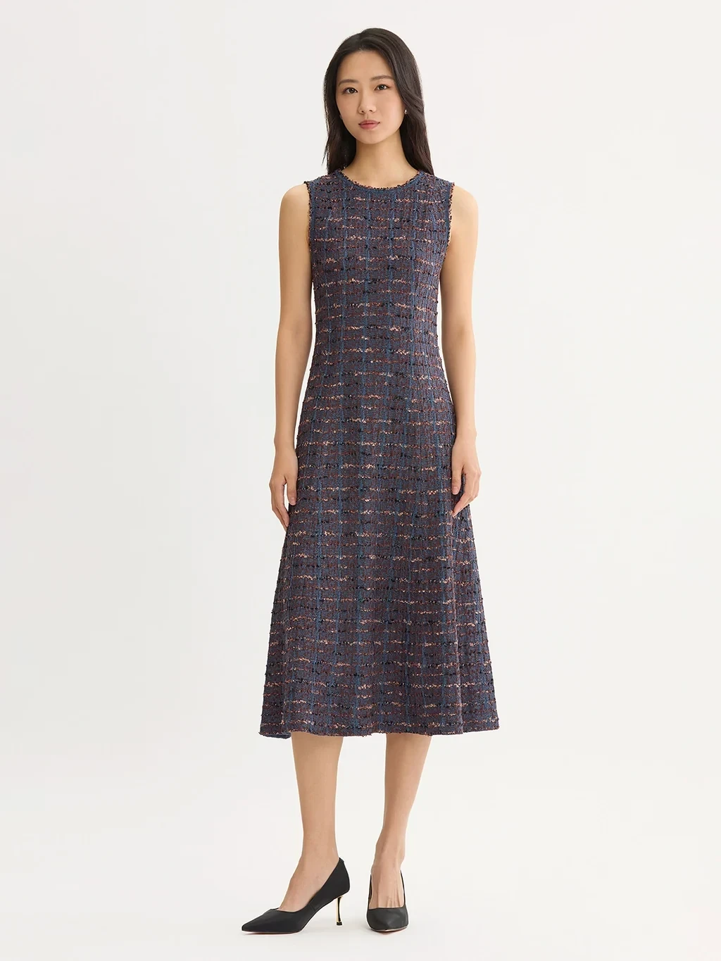 Sleeveless A-Line Ribbon Knit Maxi Dress