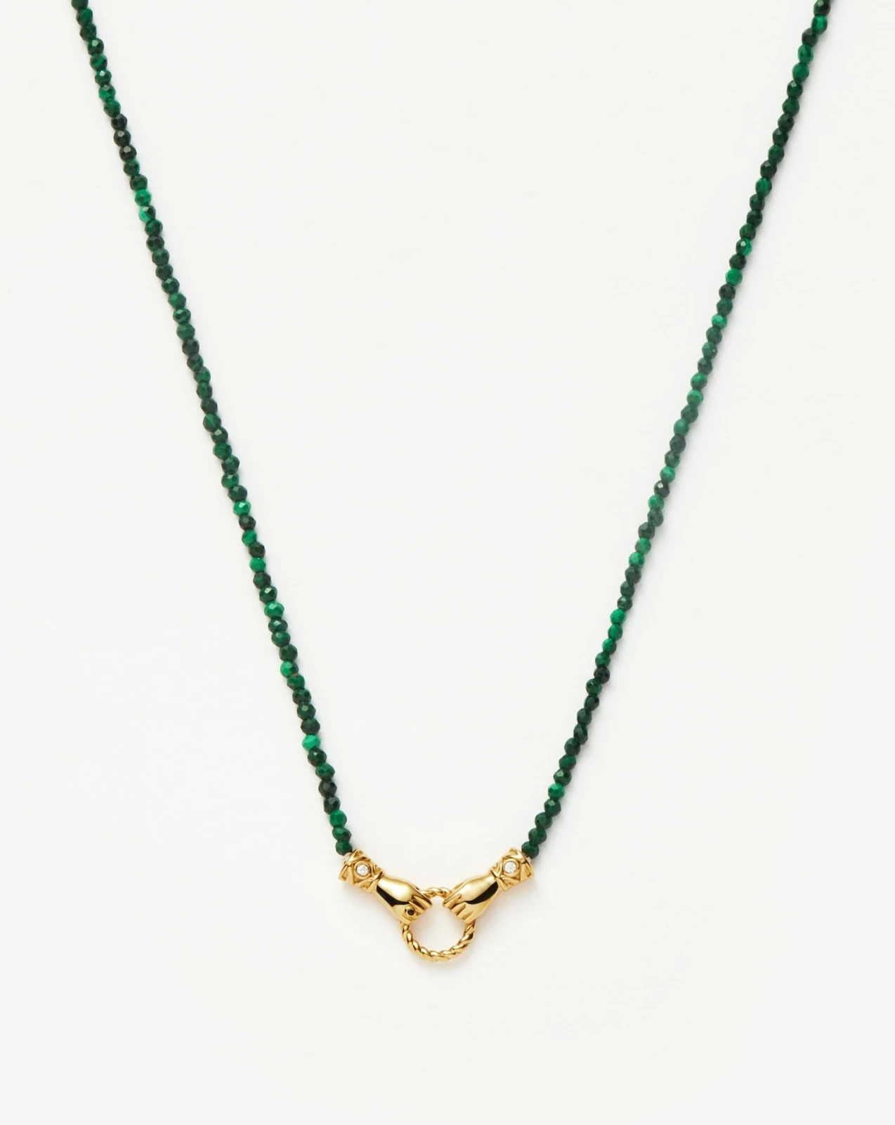 Harris Reed In Good Hands Mini Beaded Gemstone Necklace | 18ct Gold Plated/Malachite