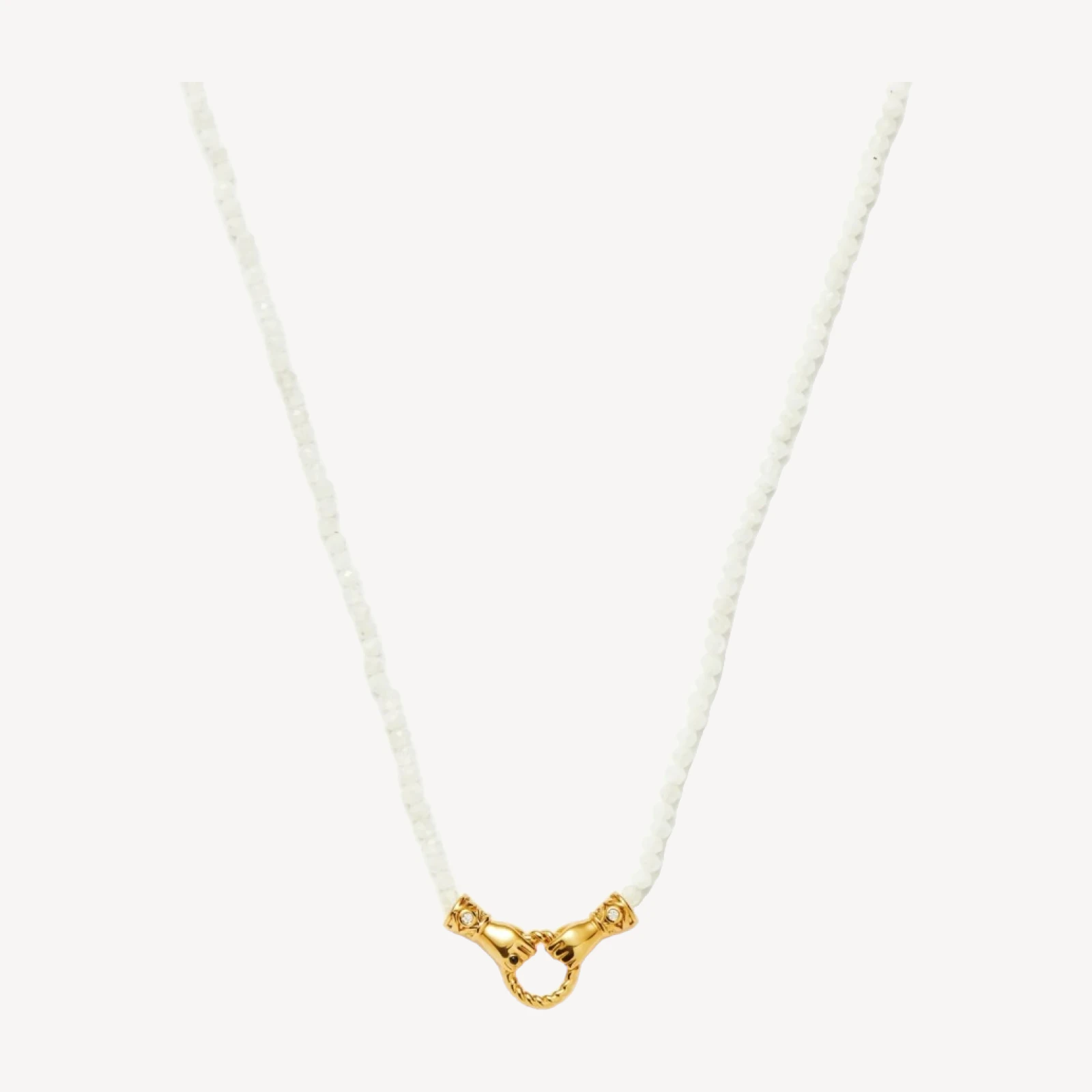 Harris Reed In Good Hands Mini Beaded Gemstone Necklace | 18ct Gold Plated/Rainbow Moonstone