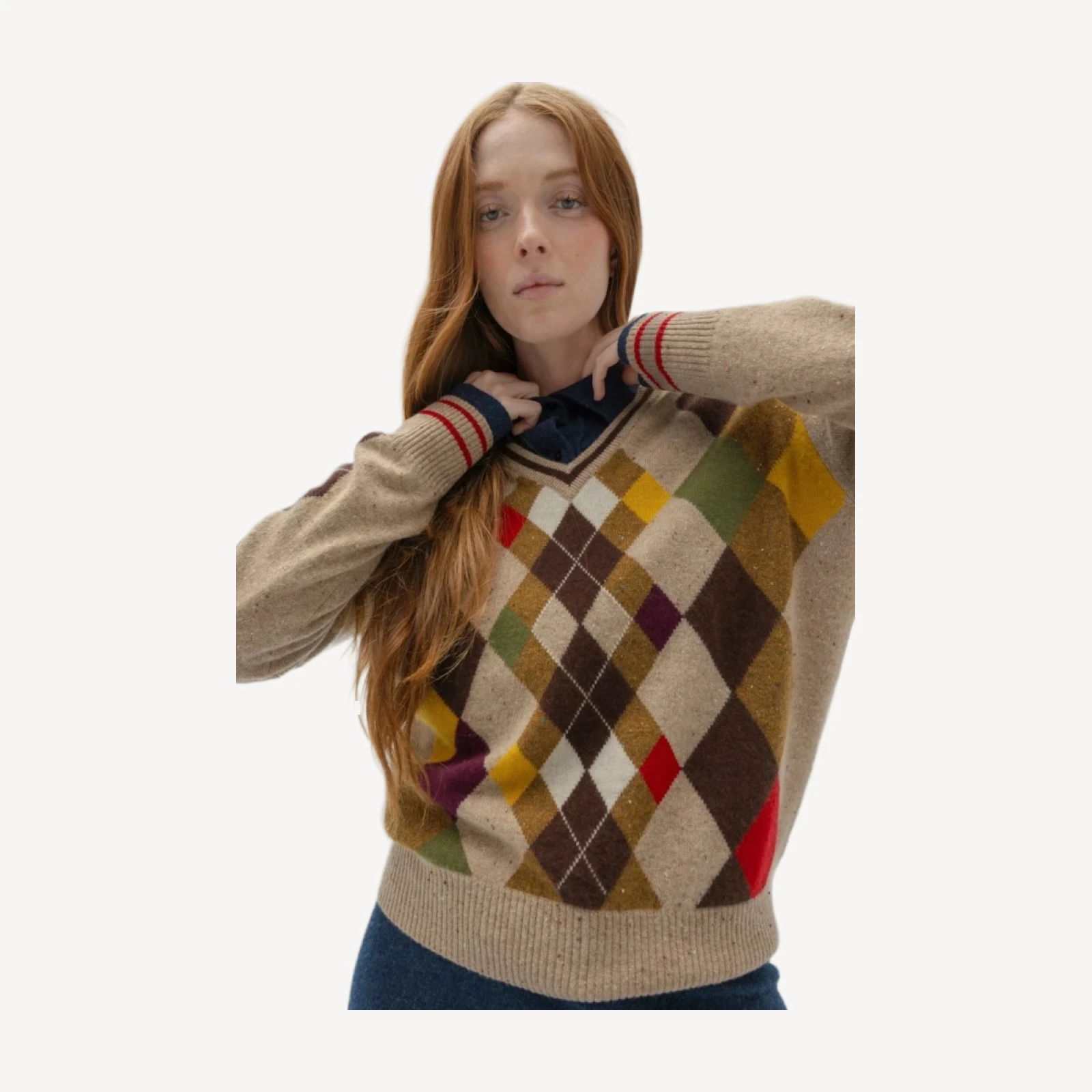 ODDBALL ARGYLE V-NECK - HAYSTACK DONEGAL
