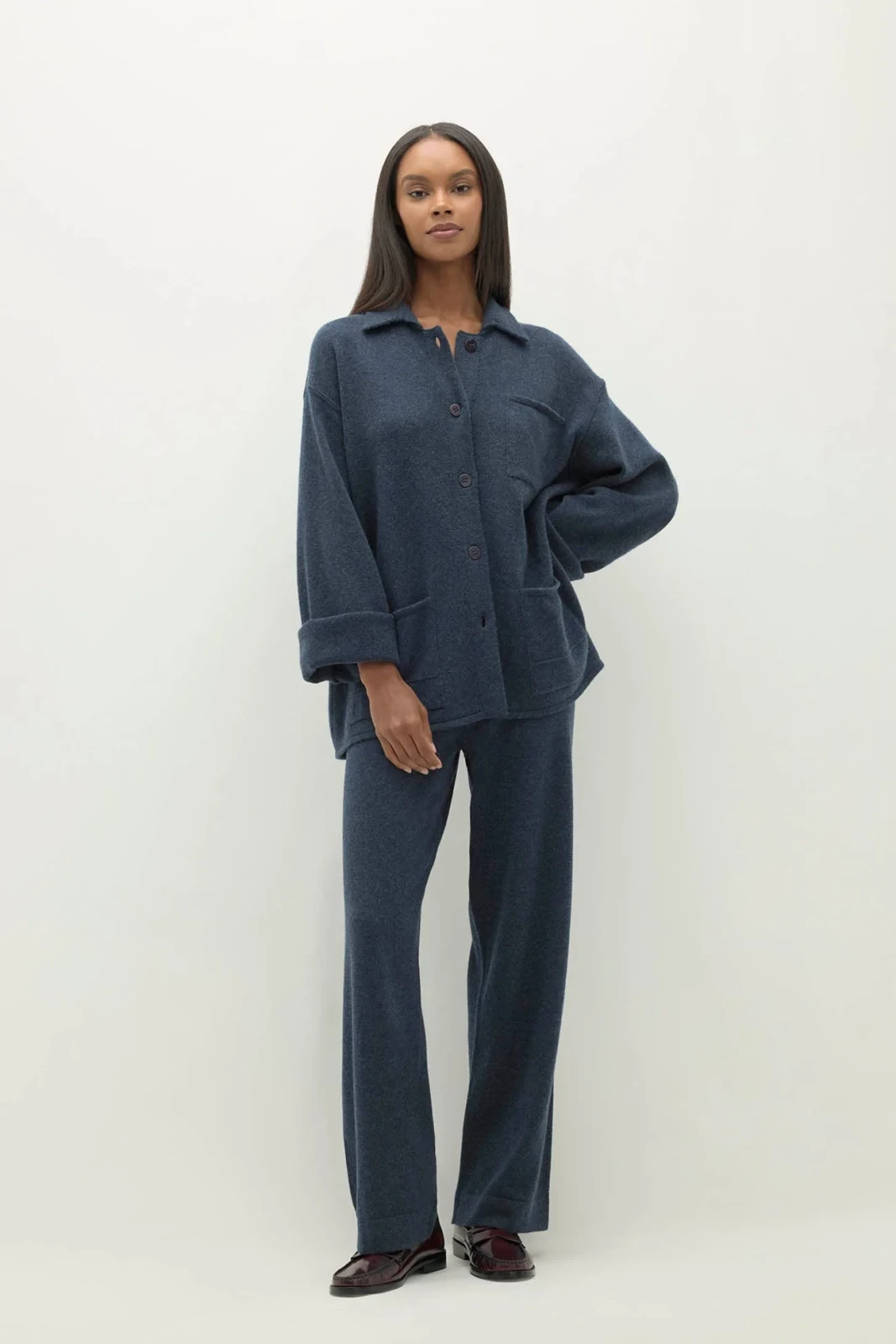 ROME DENIM CASHMERE CHORE JACKET - INDIGO