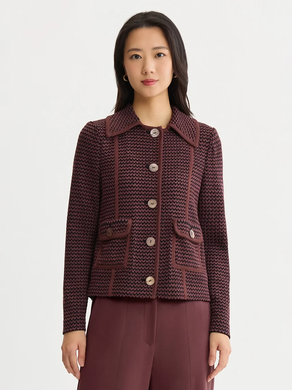 Relaxed Zig-Zag Knit Jacket