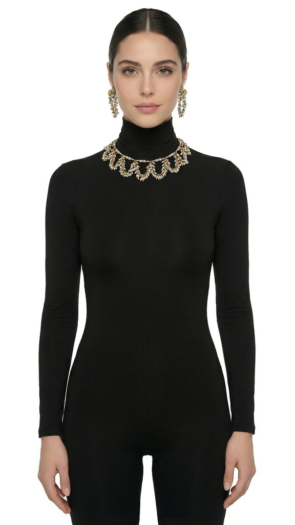 MIRIAM HASKELL BEADED EARRINGS AND DROP NECKLACE SET