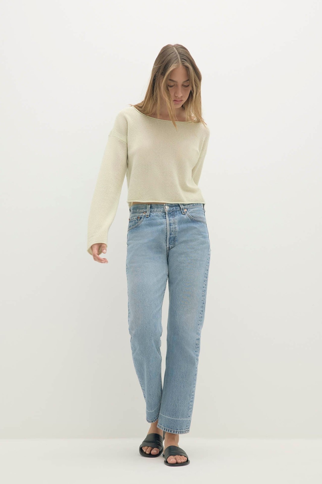 POPPIE CROPPED CASHMERE SWEATER - MINT