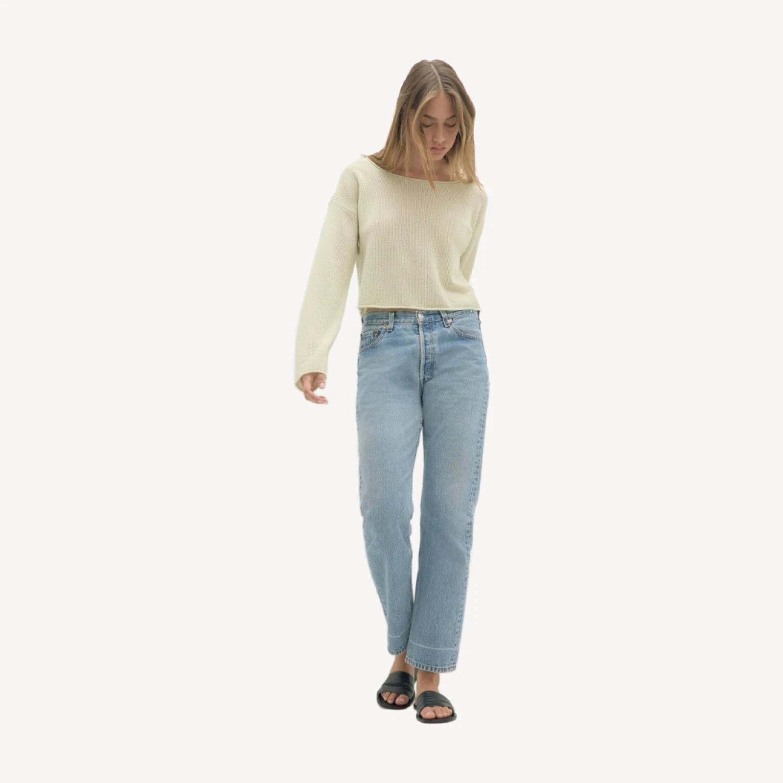 POPPIE CROPPED CASHMERE SWEATER - MINT