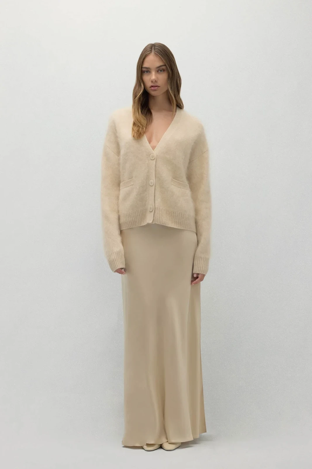 MICHAELA CASHMERE CARDIGAN - BARLEY