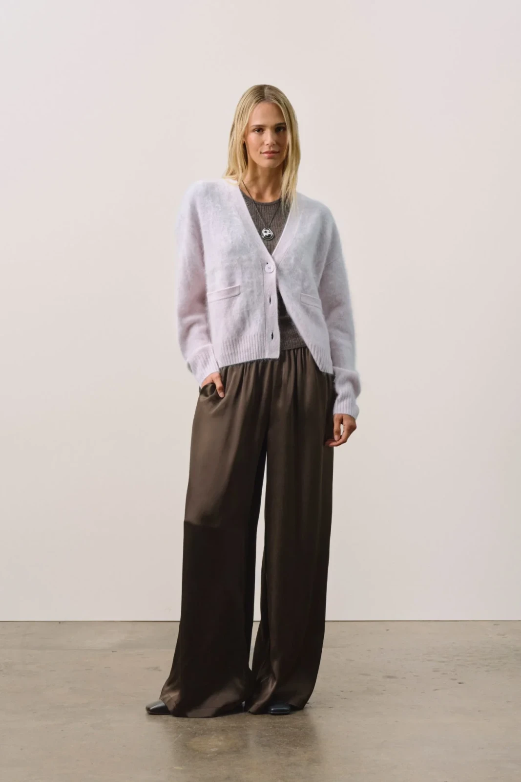 MICHAELA CASHMERE CARDIGAN - MARBLE MIST