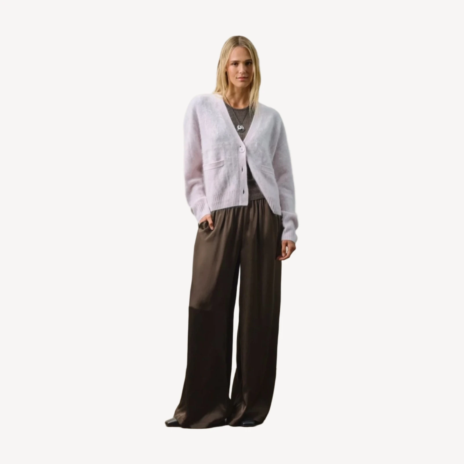 MICHAELA CASHMERE CARDIGAN - MARBLE MIST