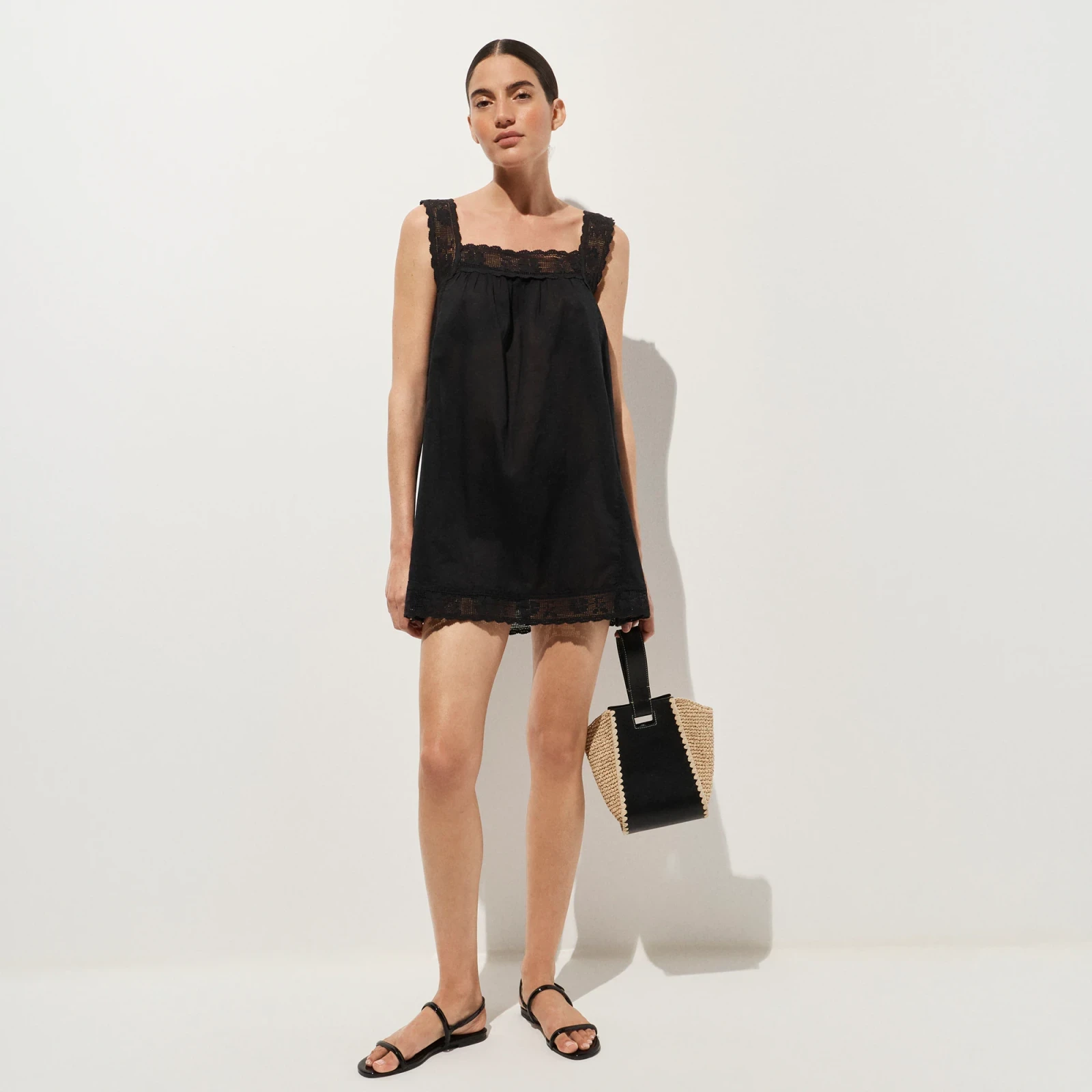 Lace-trim mini beach dress