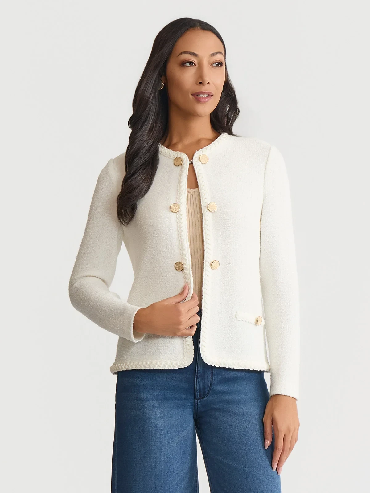Relaxed Lightweight Soft Tweed Knit Jacket, photo 14